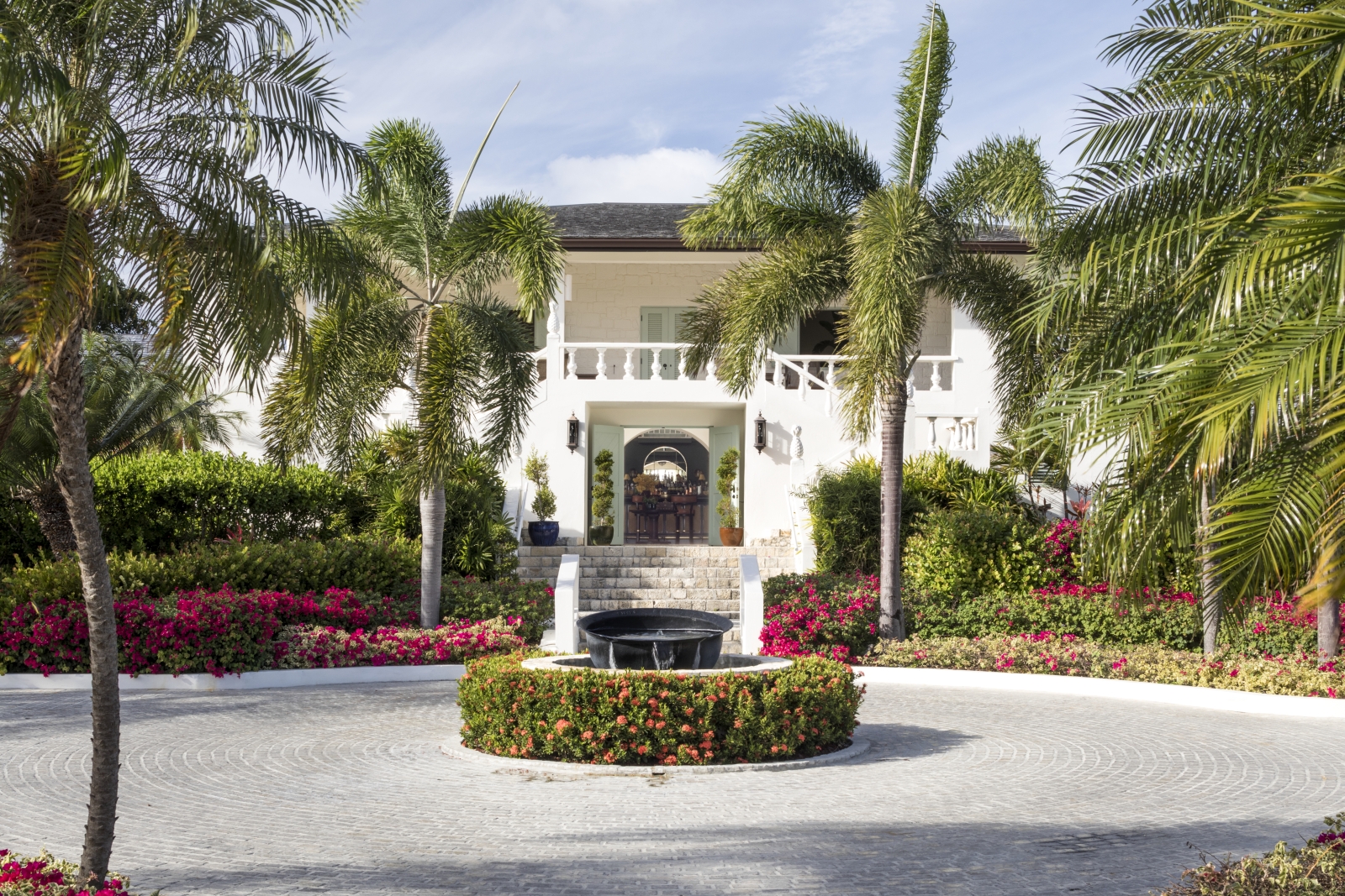 The entrance to the Estate House at Jumby Bay