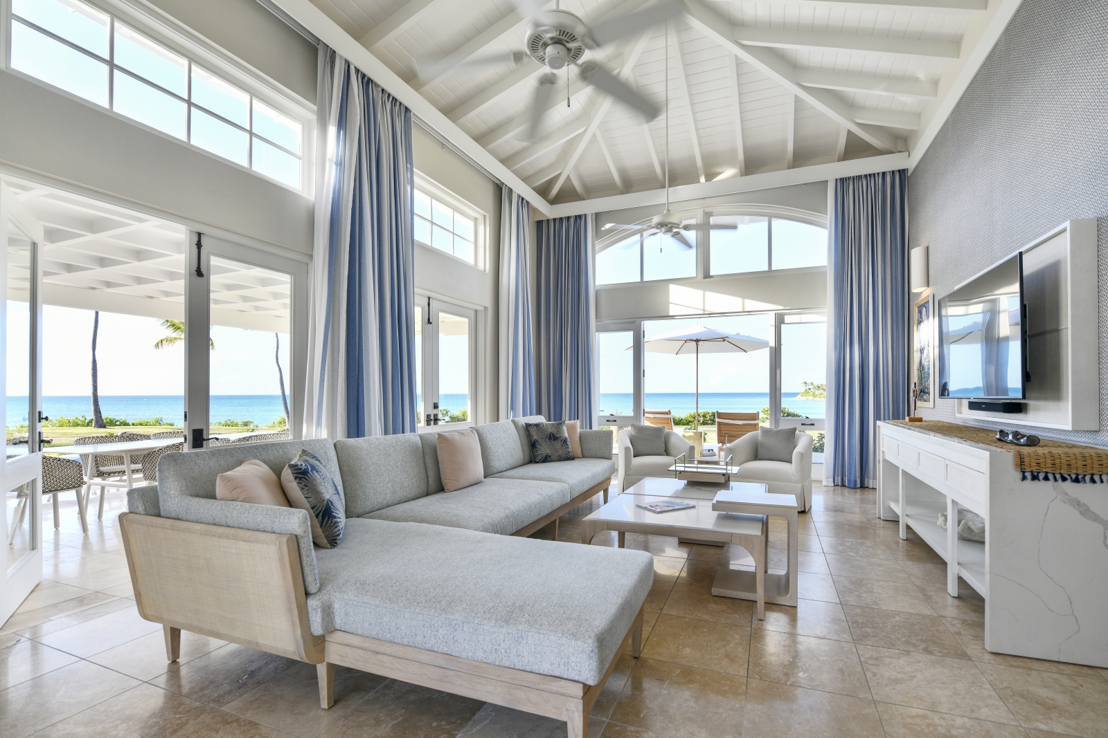 Lounge in a villa at Jumby Bay