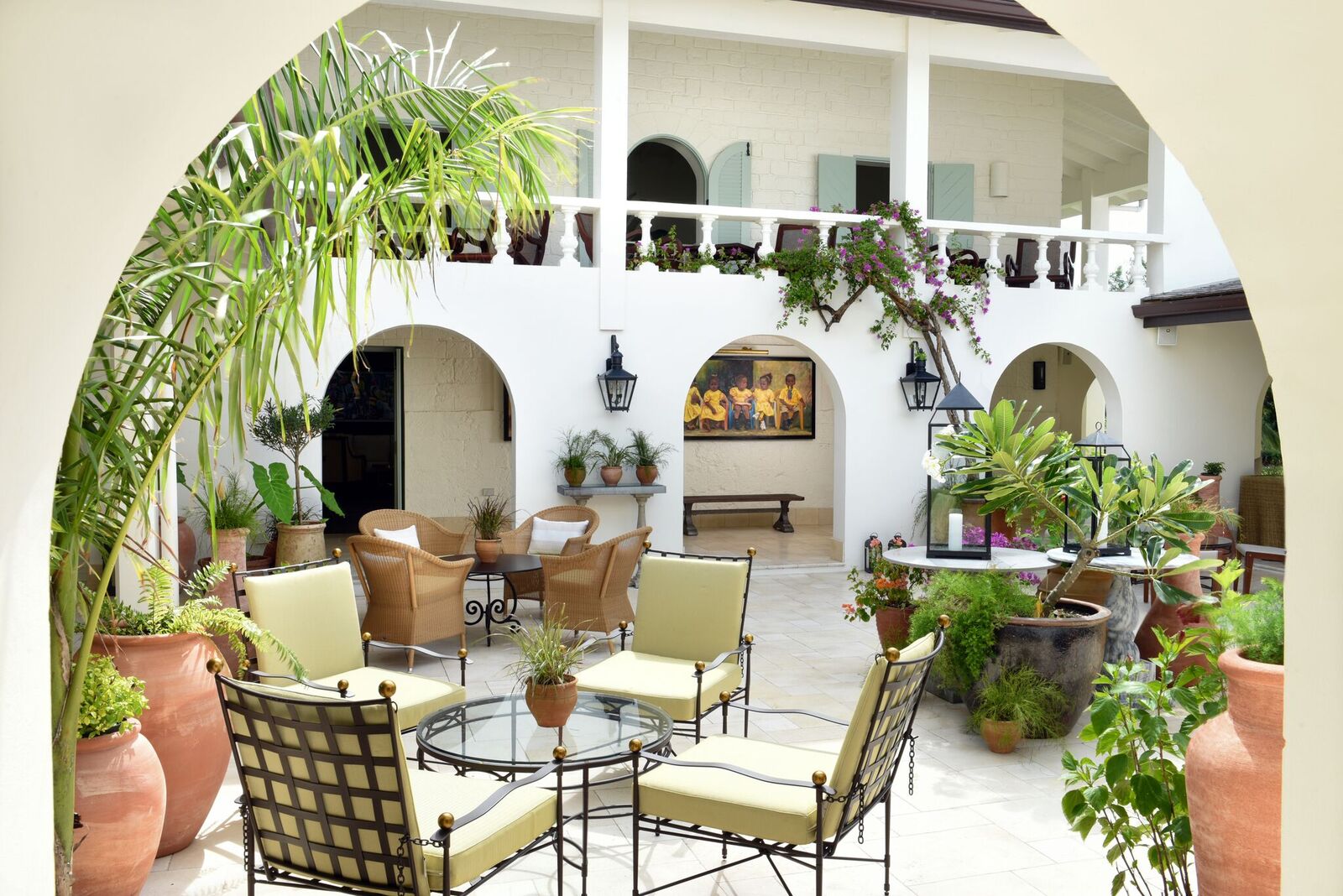 The estate house courtyard at Jumby Bay, Antigua