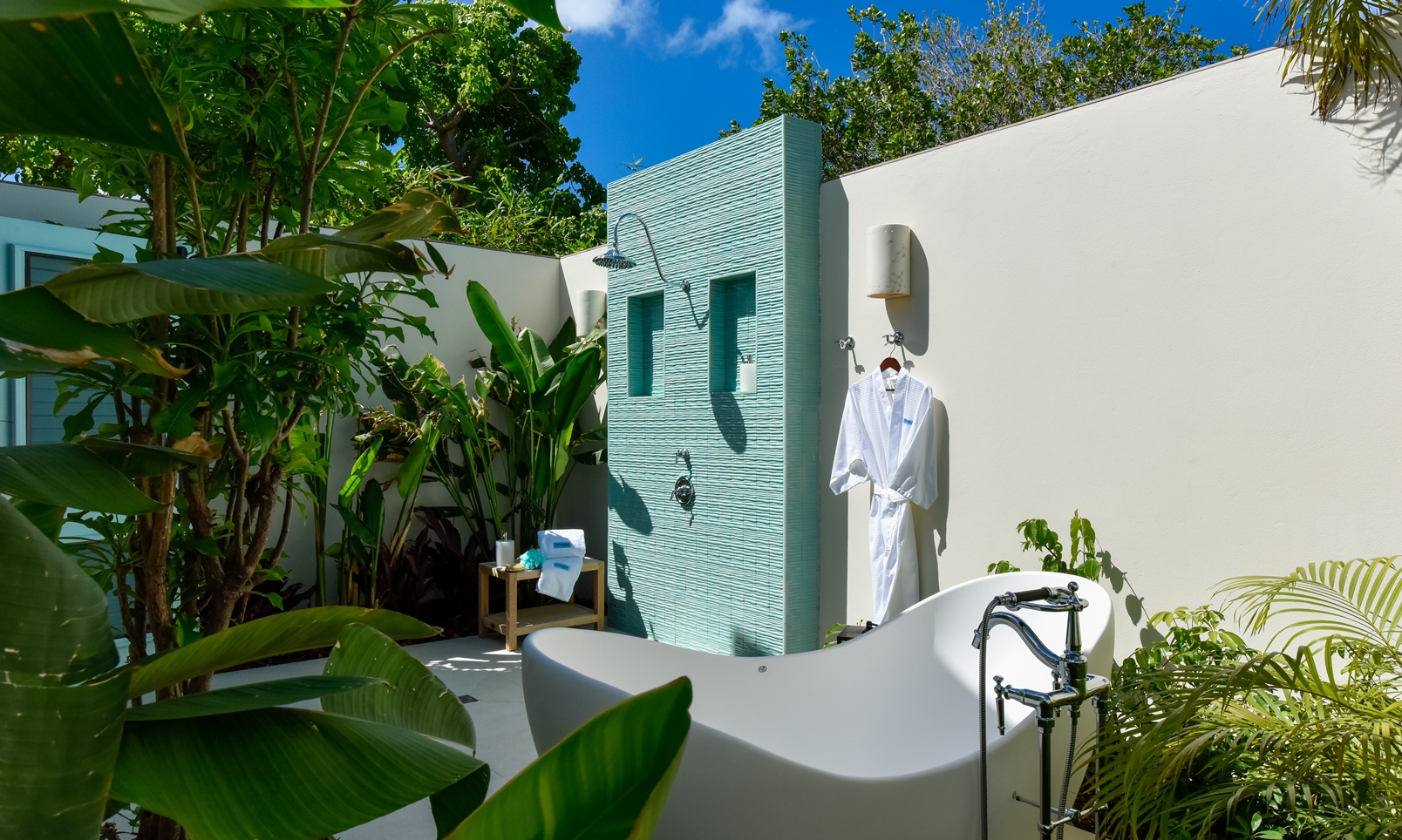 The outdoor bathroom at Evangeline, Antigua