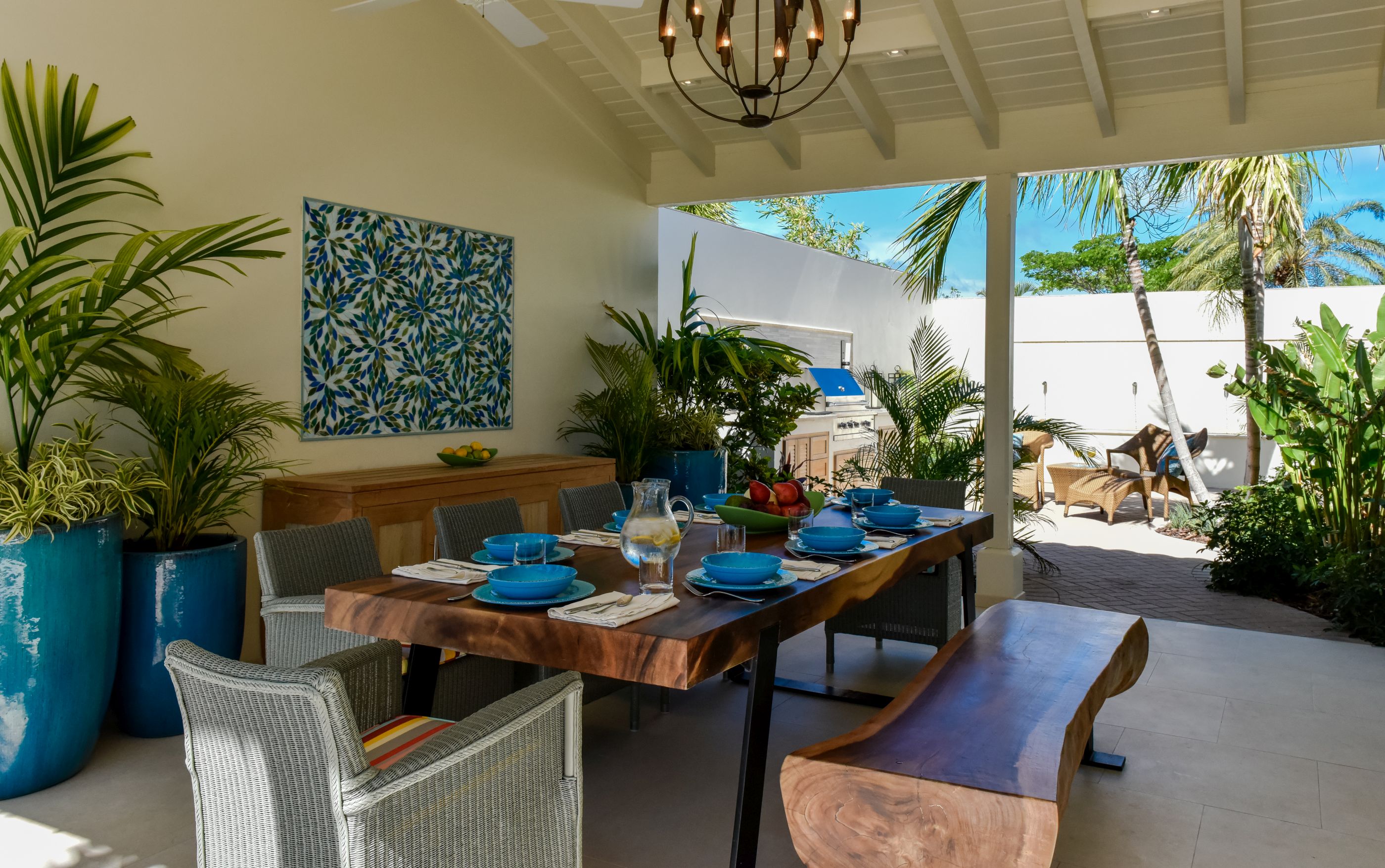 dining table at Evangeline, Antigua