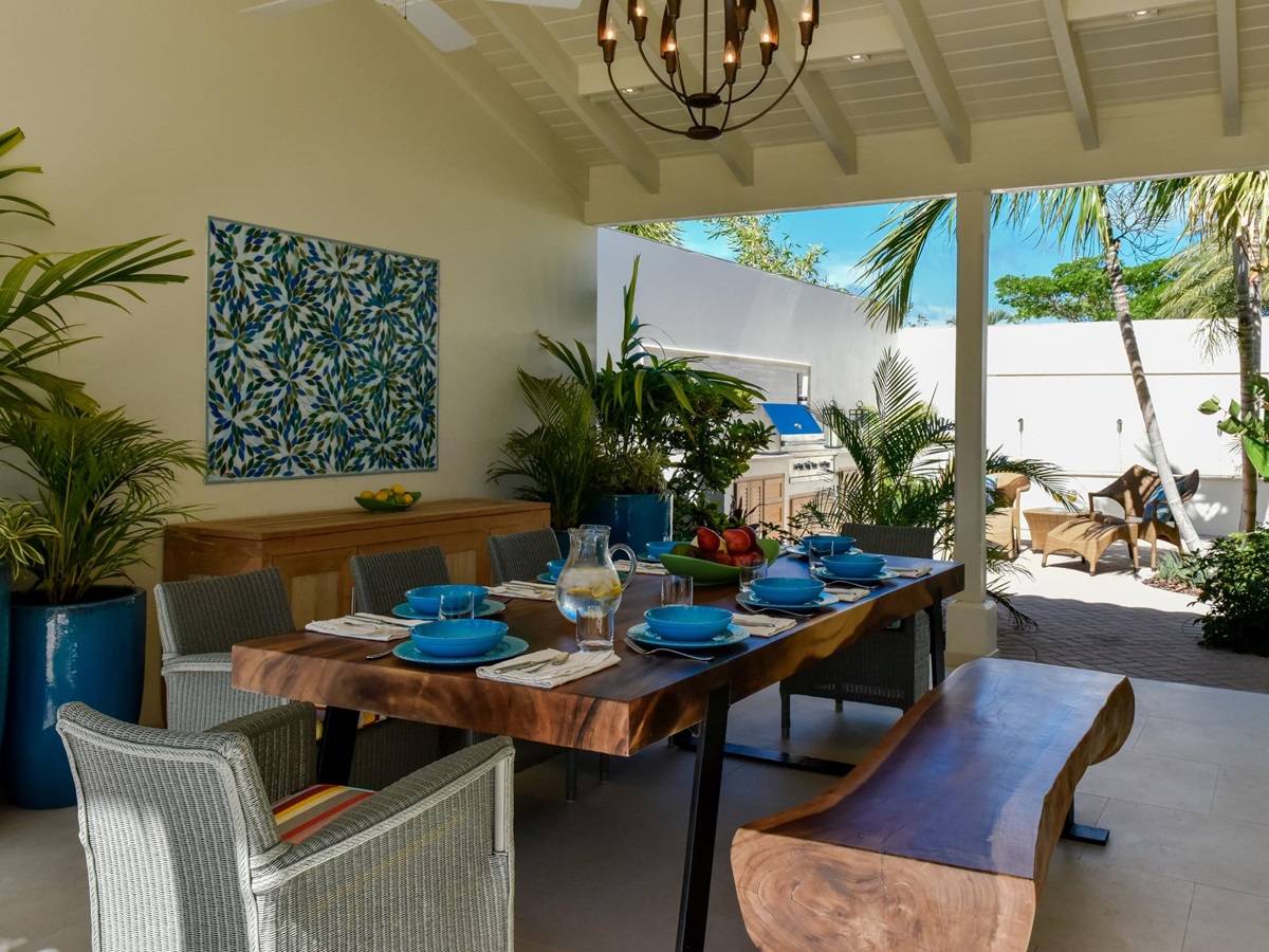 dining table at Evangeline, Antigua