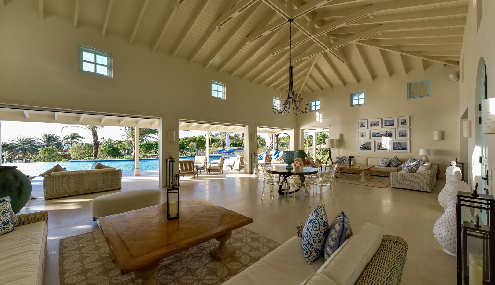 The swimming pool seen from the inside of Evangeline, Antigua