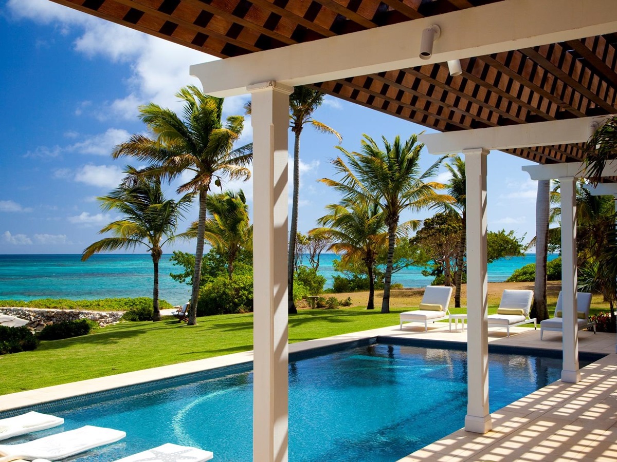 The swimming pool at Frangipani, Antigua