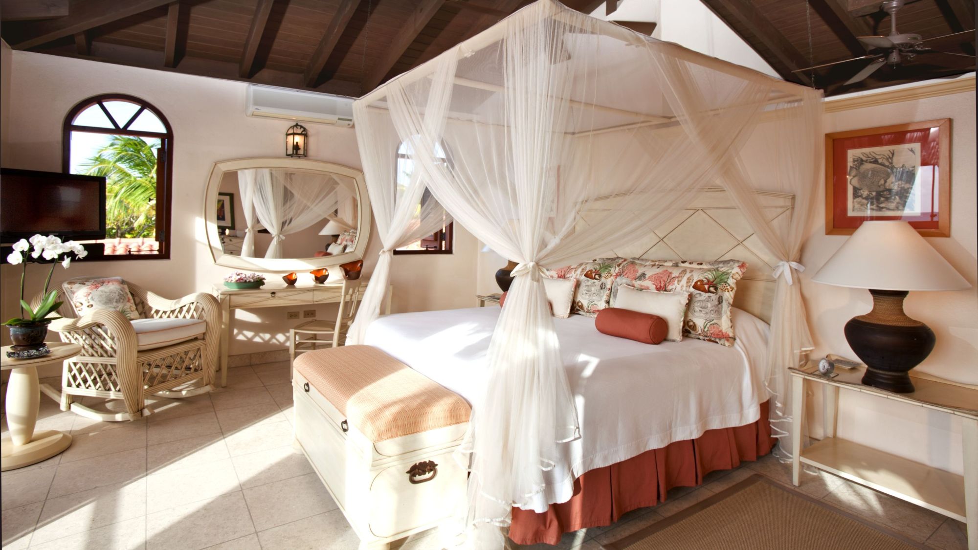 Master bedroom of Hummingbird, Jumby Bay, Antigua