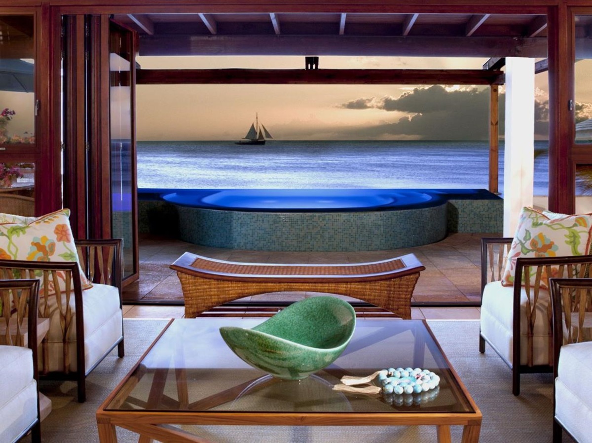 Living room at Hummingbird, Jumby Bay, Antigua
