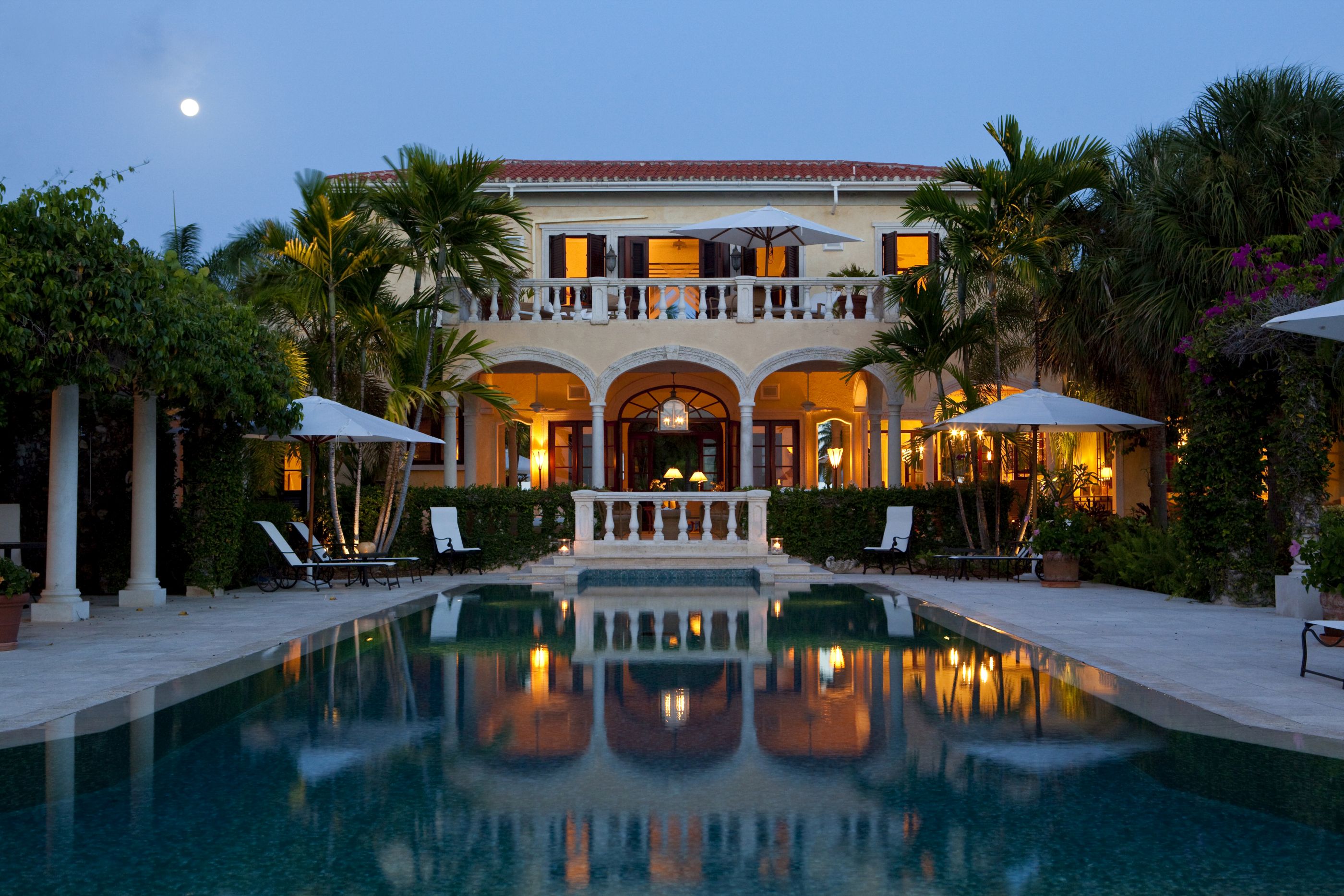 Exterior of La Casa, Antigua, at night