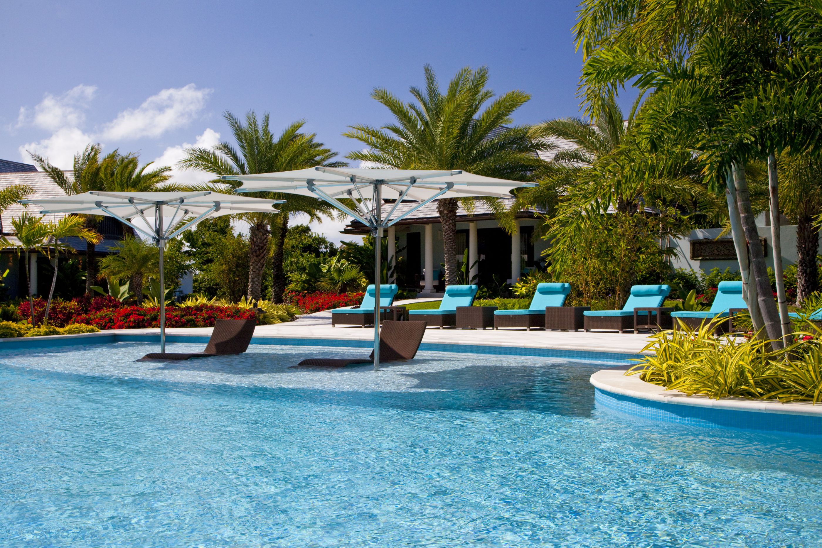 The pool area of Lazy Lizard, Antigua