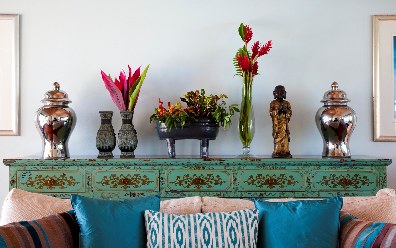 a sofa in lazy lizard, antigua