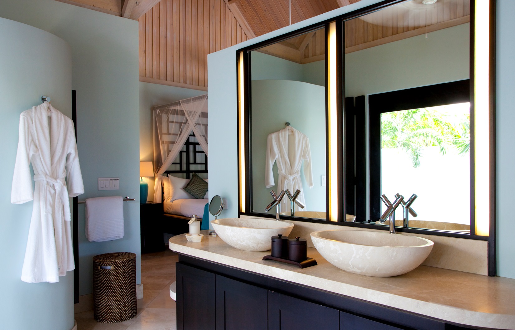 basins of a bathroom in lazy lizard, antigua
