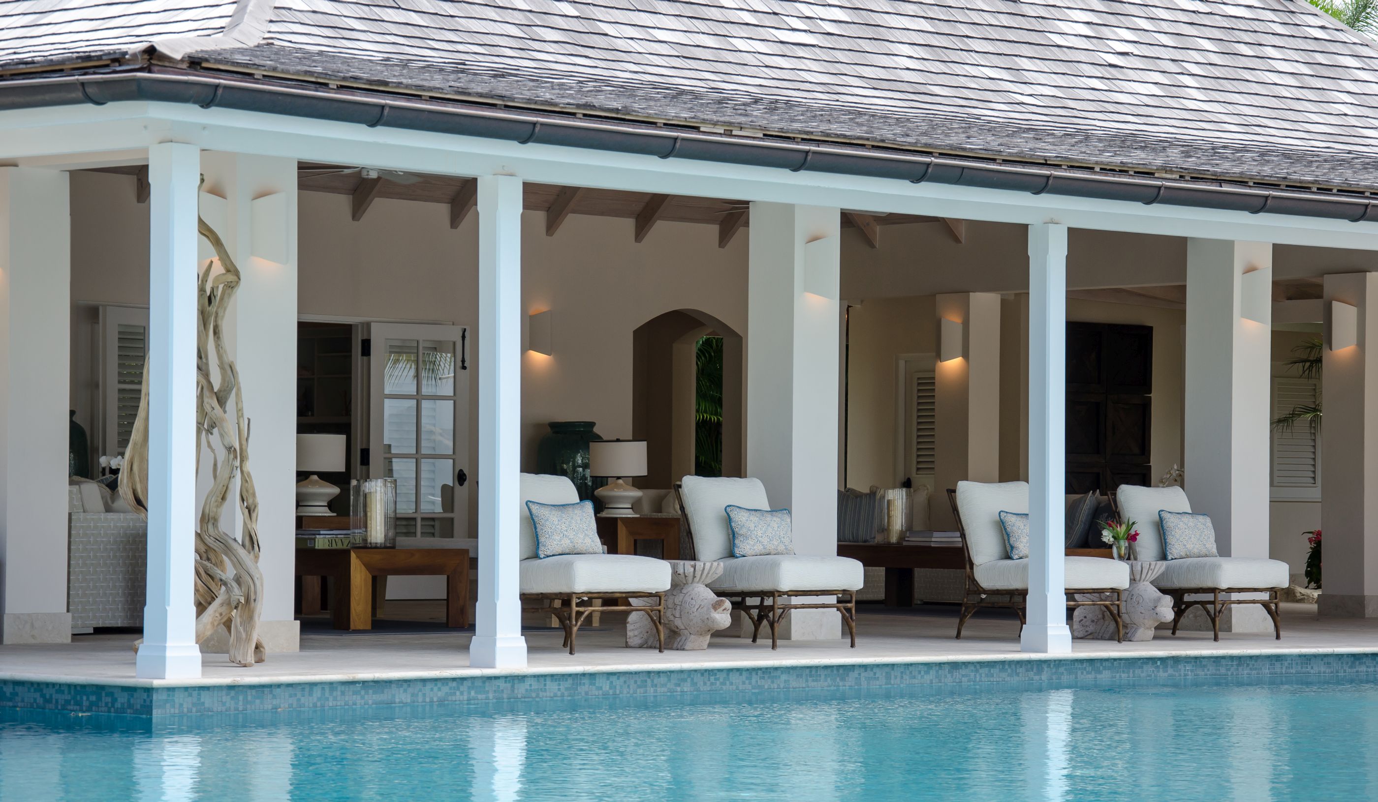 Pool sitting area at Sandpiper Beach House, Antigua