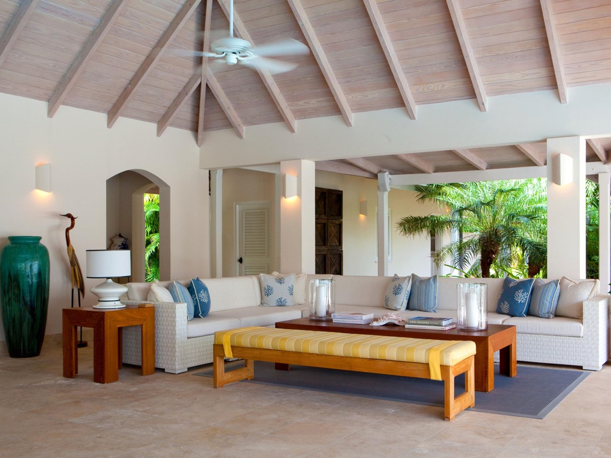 indoor seating area at Sandpiper Beach House, Antigua