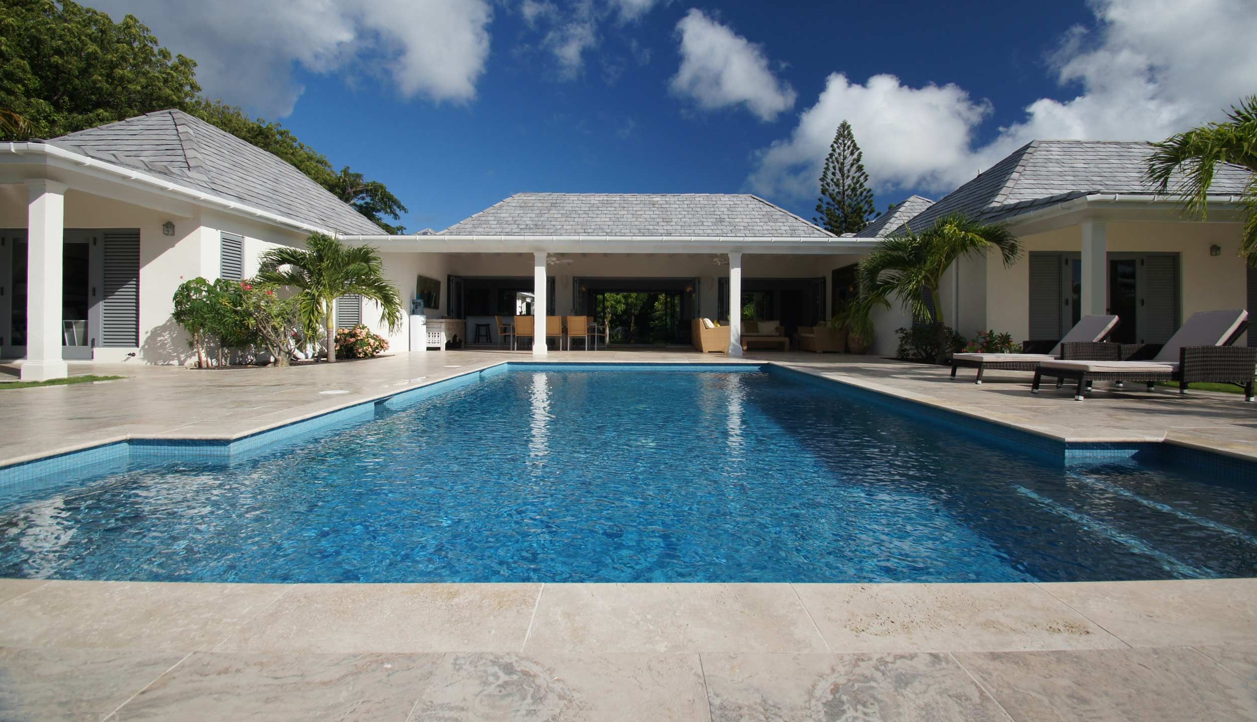 Swimming pool and facade of Hill Club, Antigua