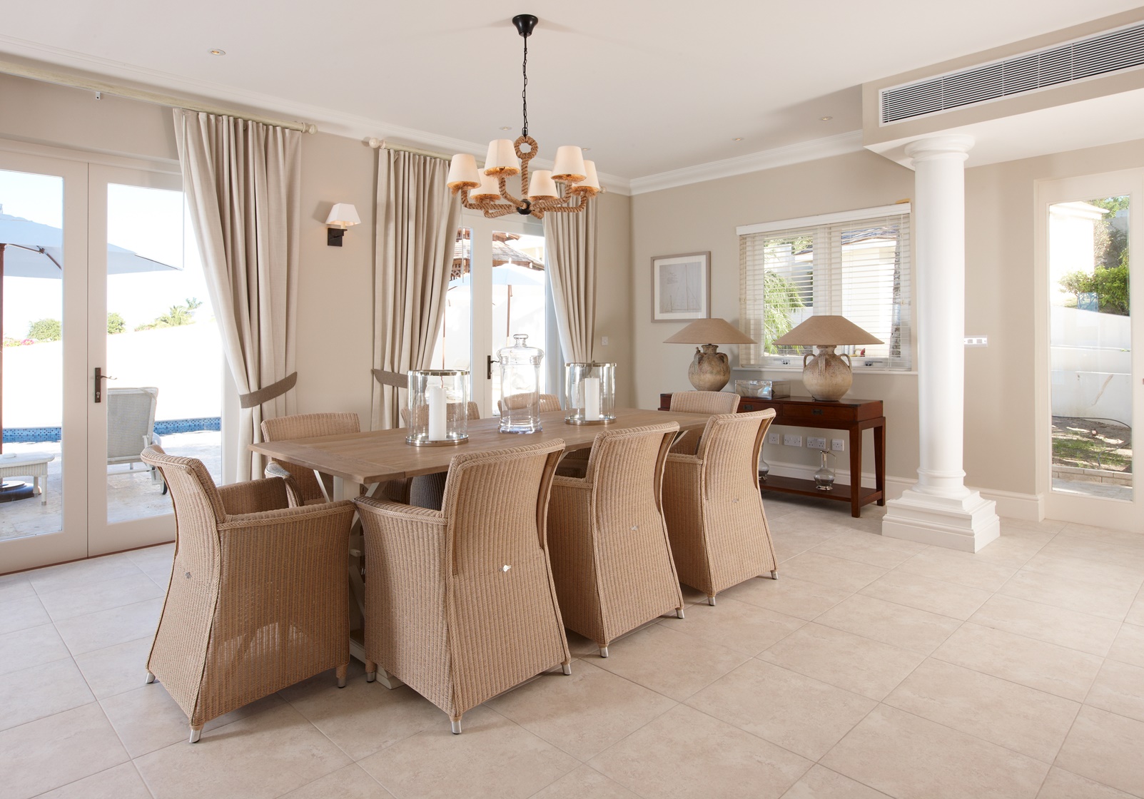 The dining area at Turtle Cottage in Antigua