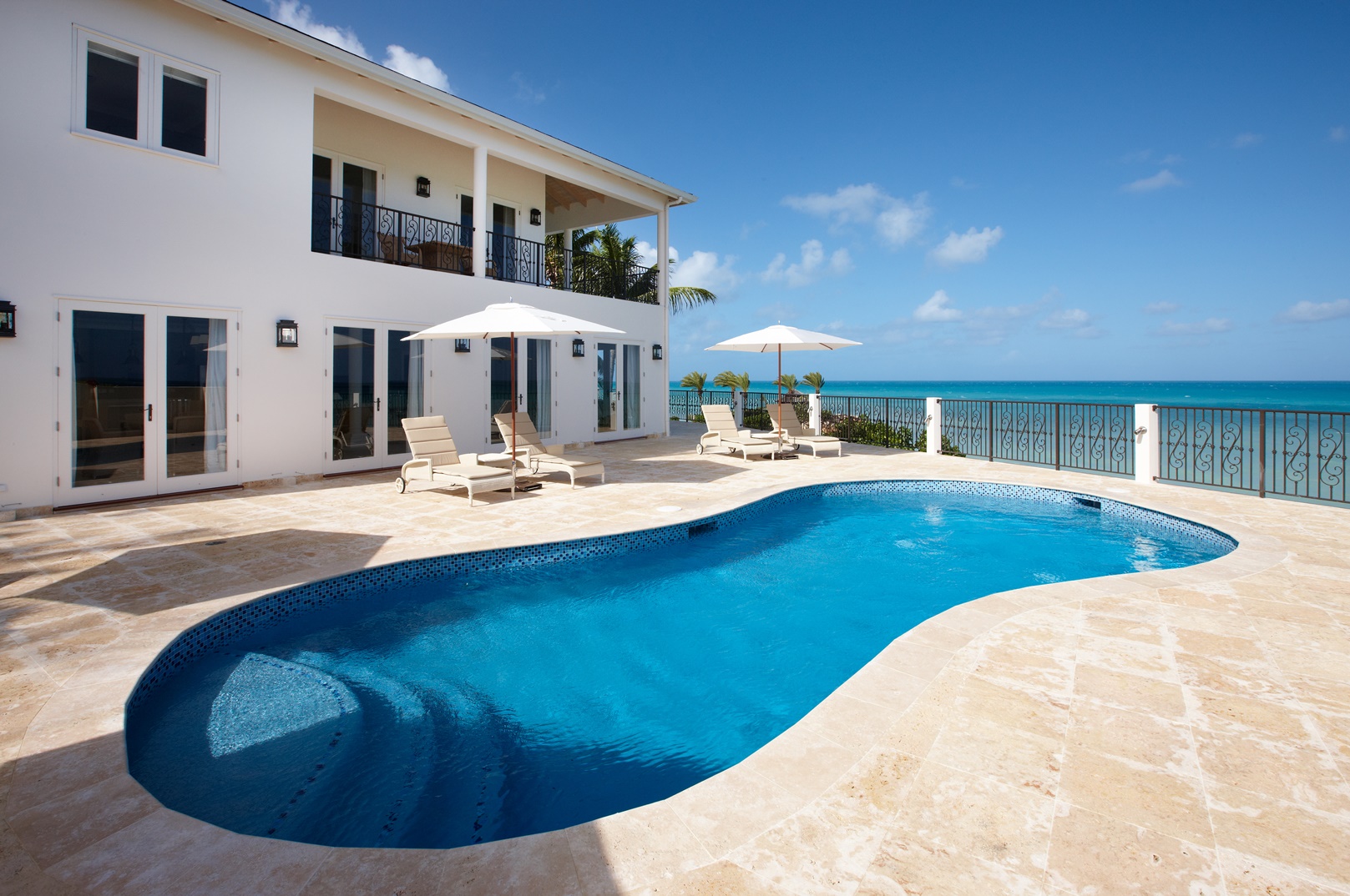 The pool and view at Turtle Cottage in Antigua