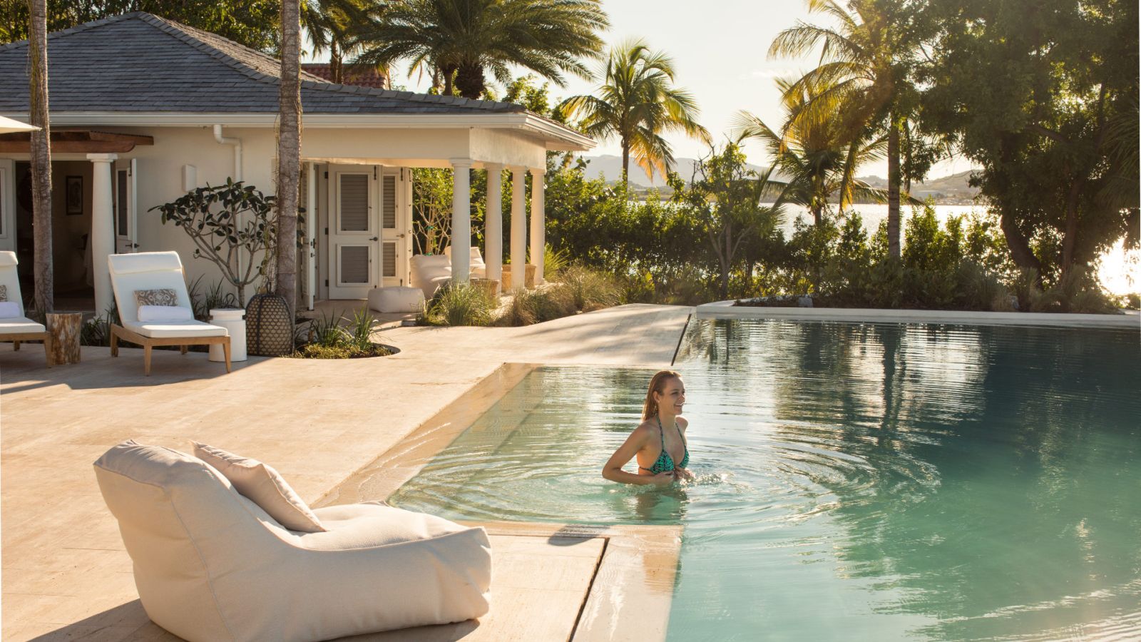 Pool terrace at Calabash-Jumby Bay in Antigua