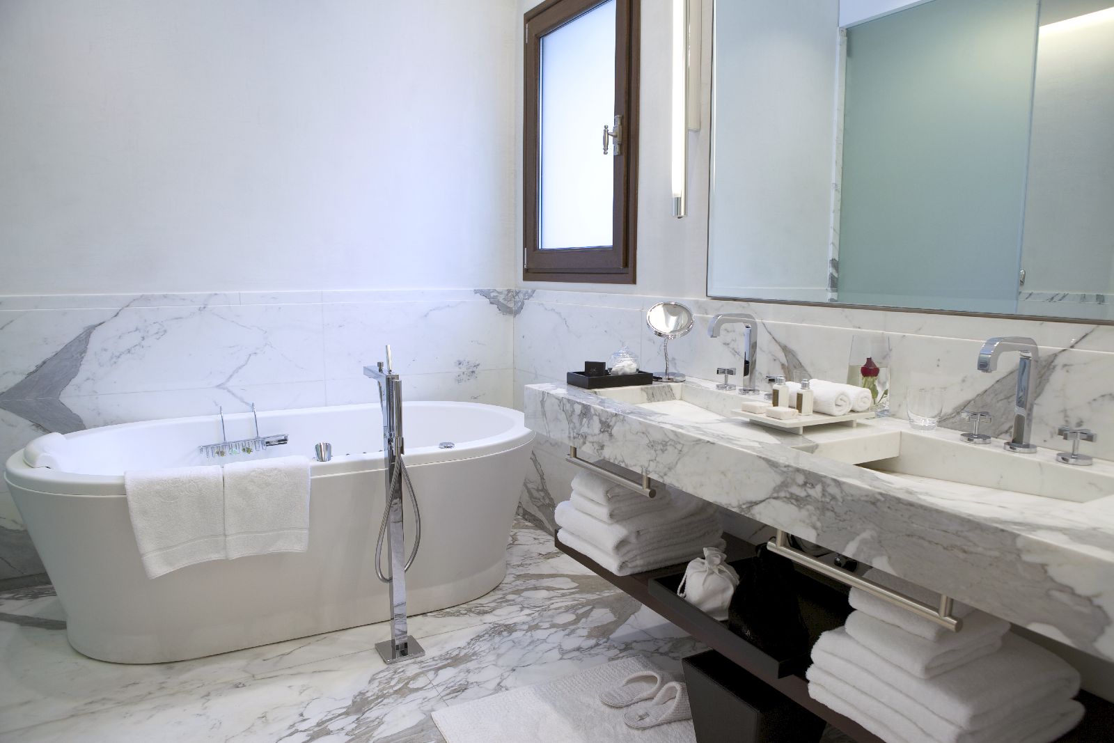 Bathroom of a suite at the Algodon Mansion hotel in Buenos Aires