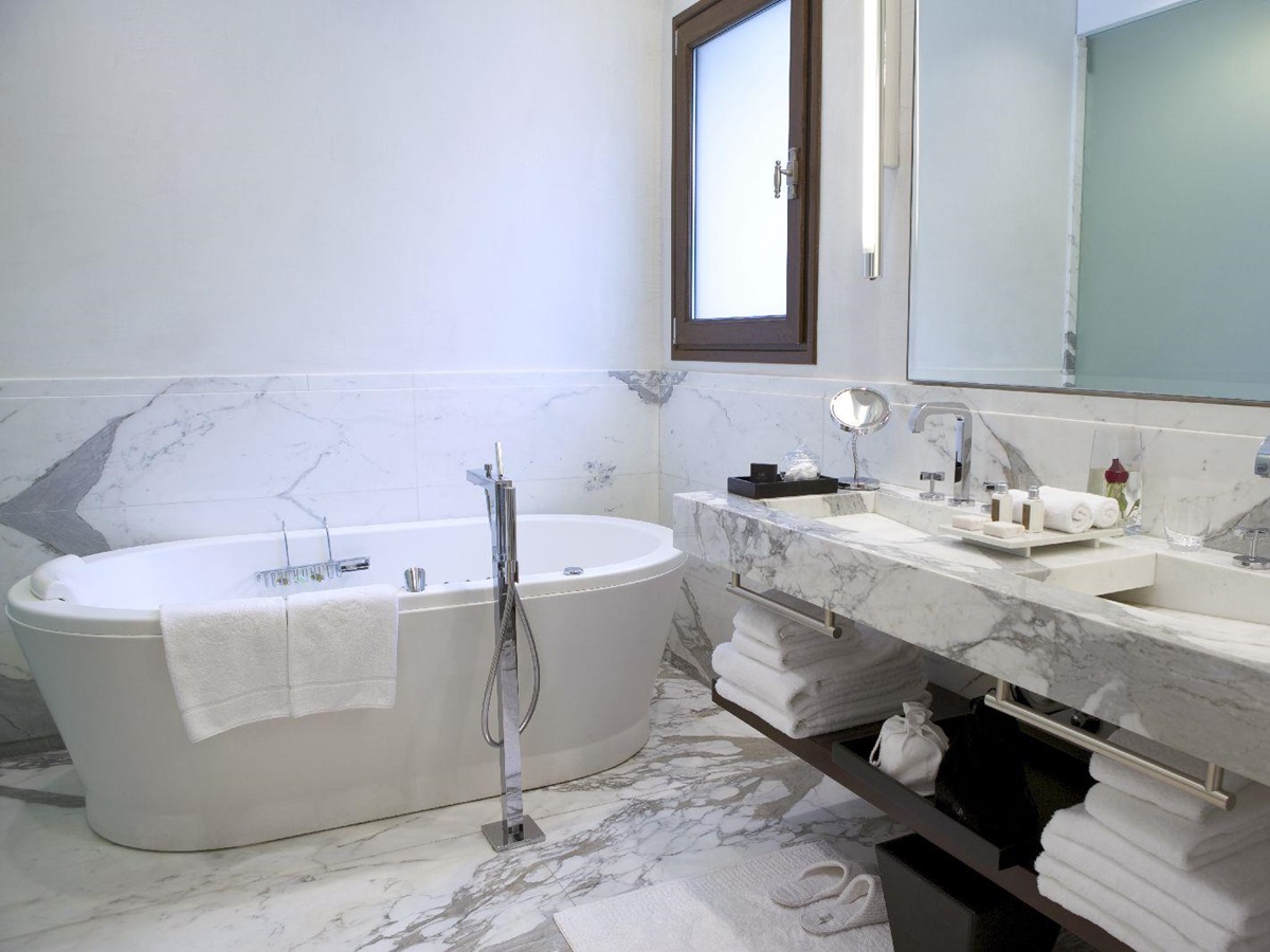 Bathroom of a suite at the Algodon Mansion hotel in Buenos Aires