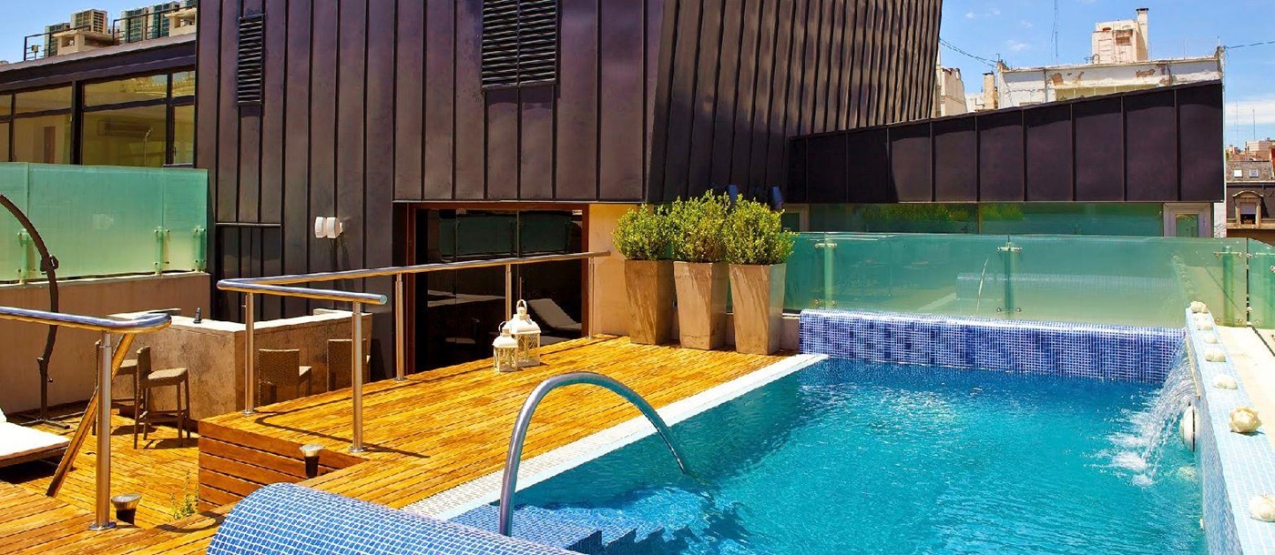Rooftop pool and terrace at the Algodon Mansion hotel in Buenos Aires