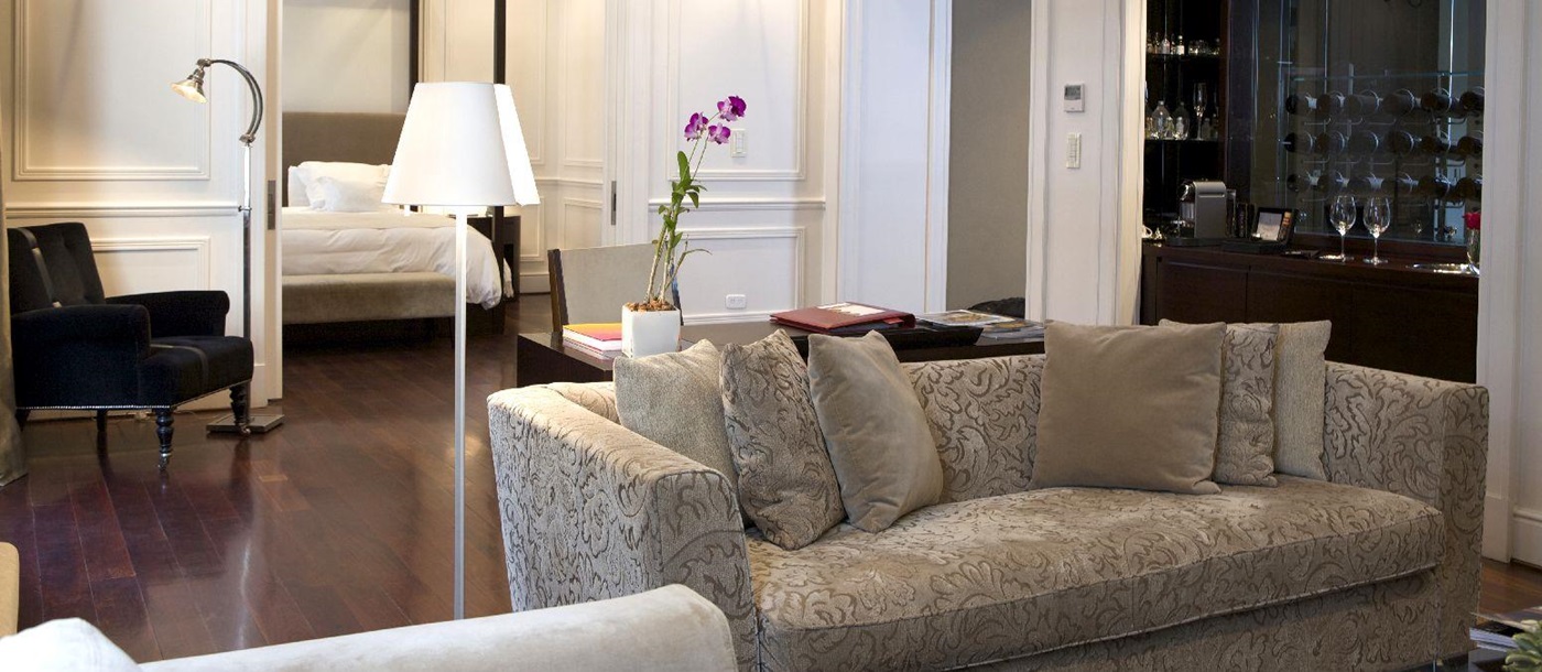 Living are of the Royal Suite at the Algodon Mansion hotel in Buenos Aires