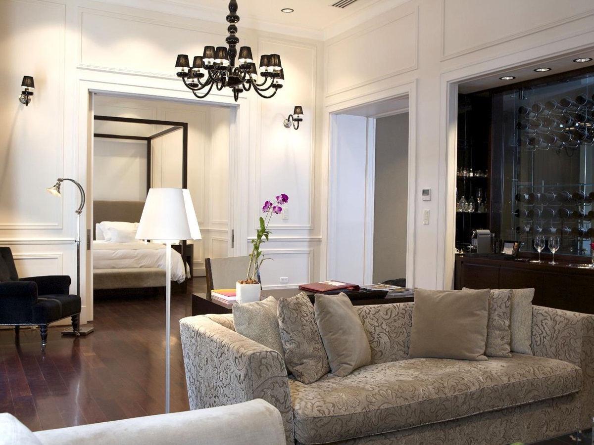 Living are of the Royal Suite at the Algodon Mansion hotel in Buenos Aires