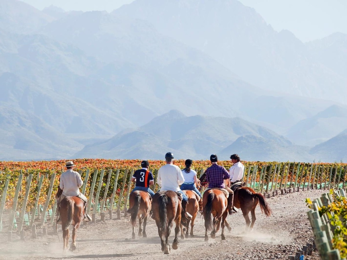 Riding on the grounds of Casa de Uco in Argentina
