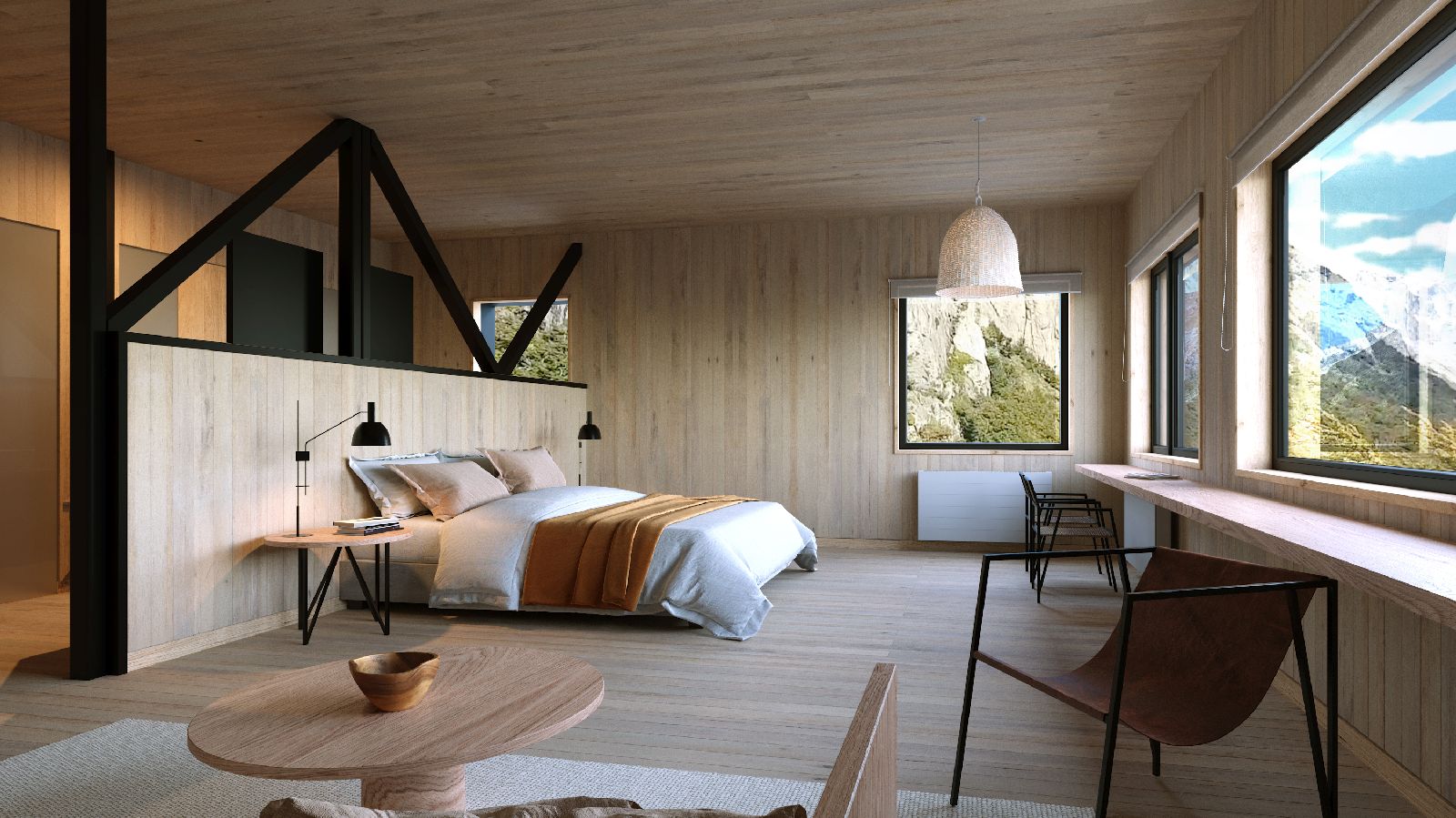 A spacious guest room at Explora El Chalten in Patagonia Argentina