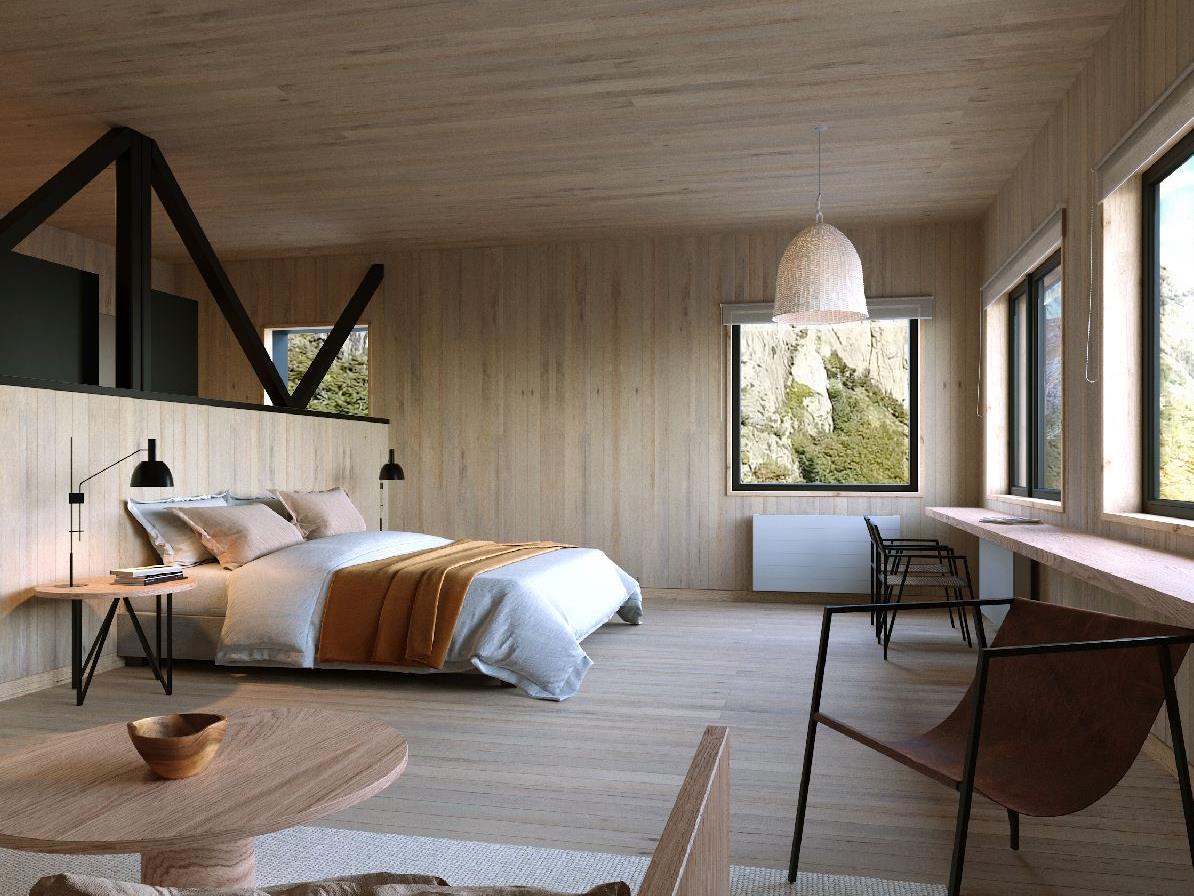 A spacious guest room at Explora El Chalten in Patagonia Argentina