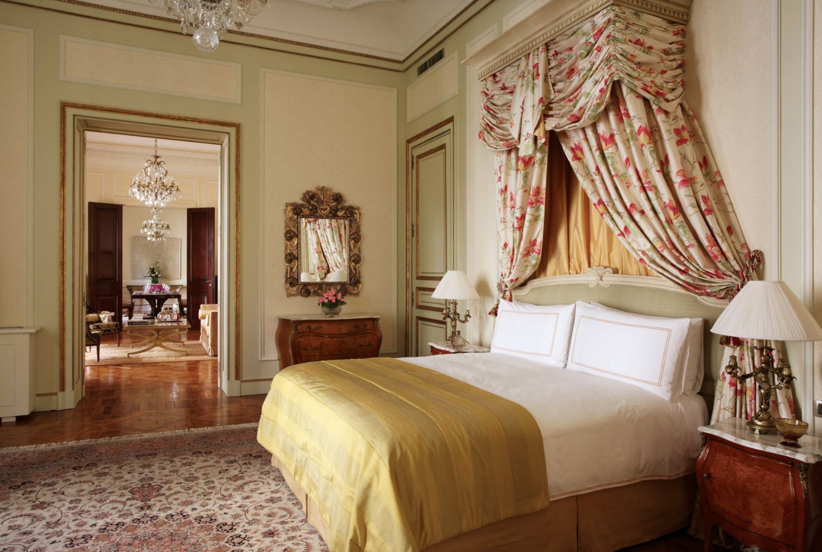 Gold guest suite bedroom at Four Seasons Buenos Aires in Argentina