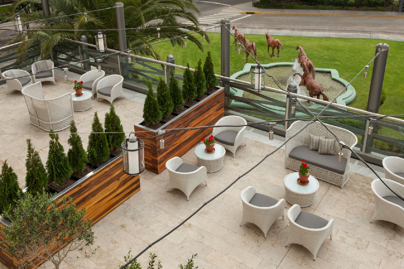 Terrace and gardens of the Four Seasons hotel in Recoleta Buenos Aires