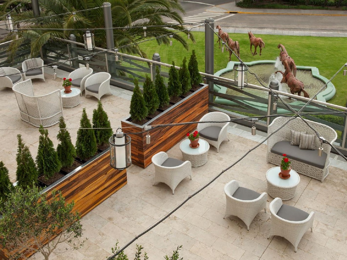 Terrace and gardens of the Four Seasons hotel in Recoleta Buenos Aires