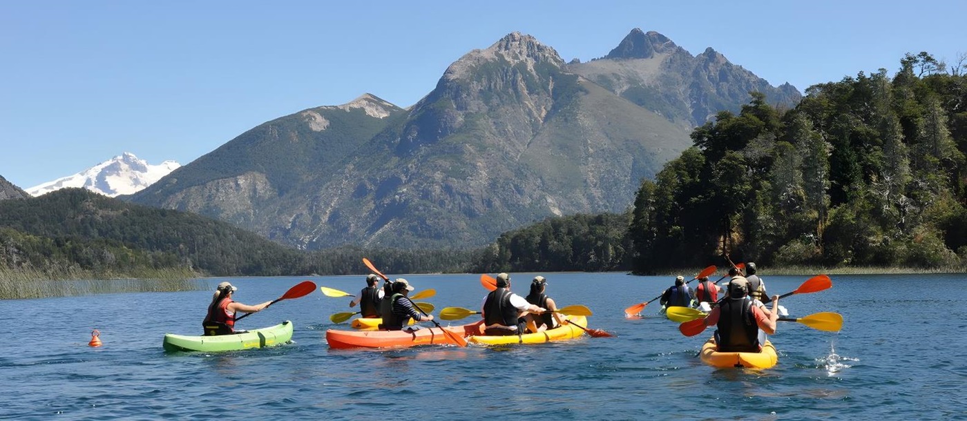Lake kayaking on the grounds of Llao Llao resort in Argentina