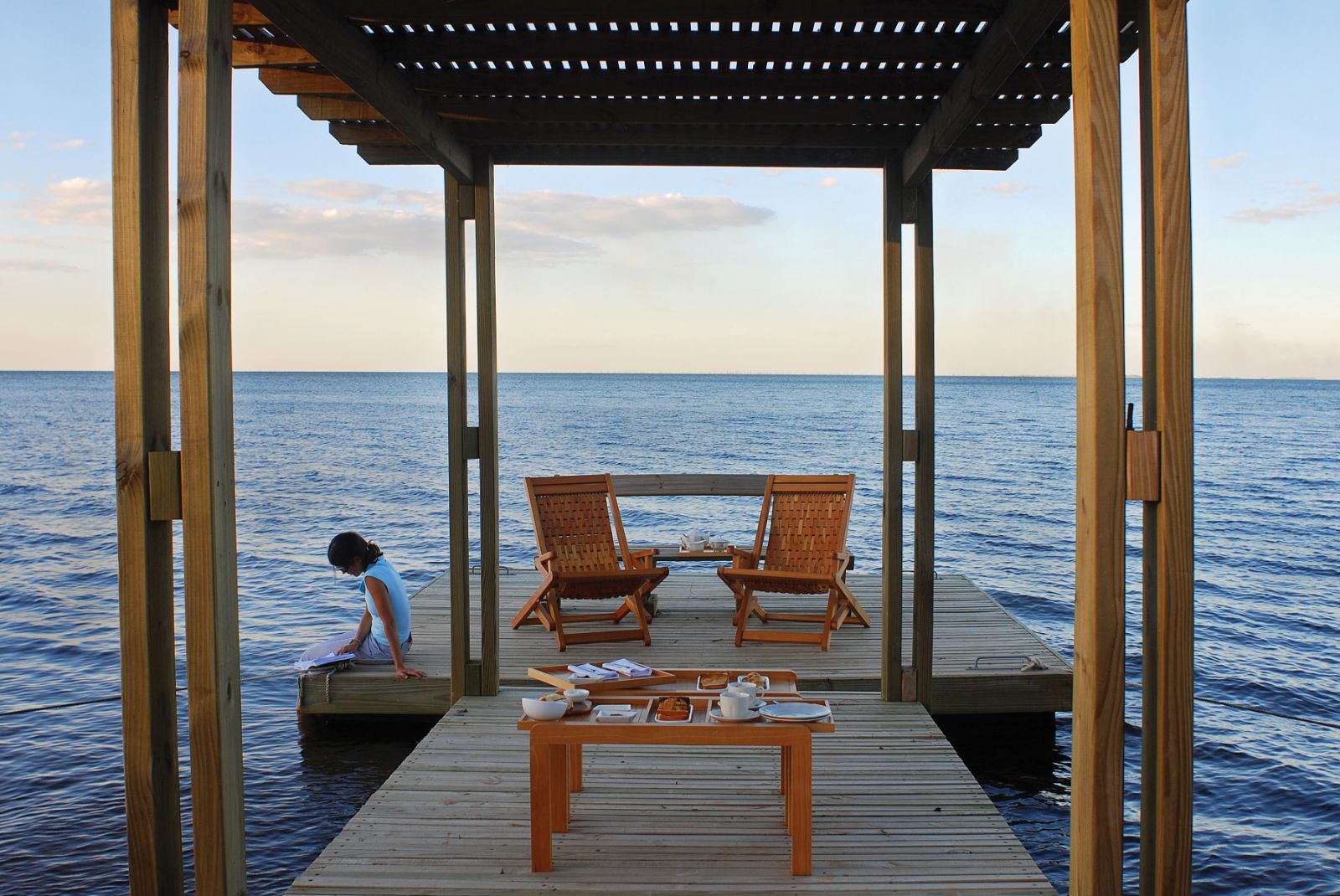 Breakfast on the dock at Puerto Valle Hotel de Etseros in the Ibera Wetlands in Argentina
