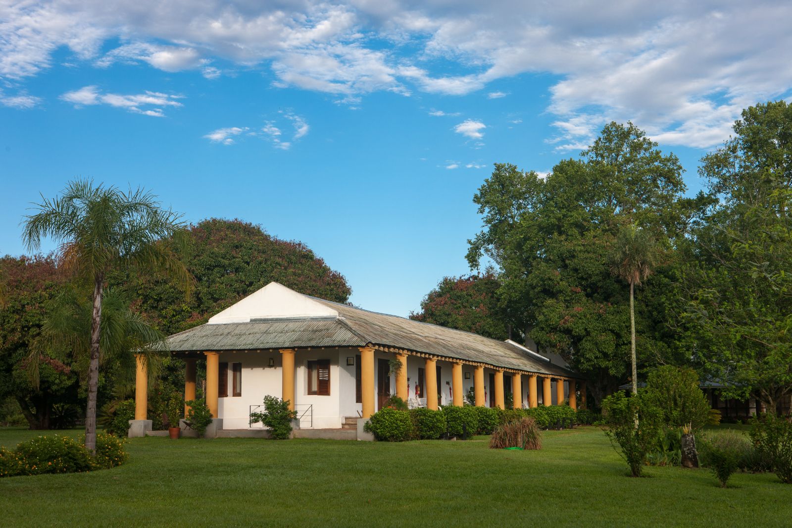 \Exterior view of Puerto Valle Hotel de Esteros in the Ibera Wetlands in Argentina