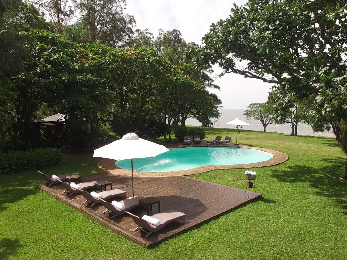 Pool and loungers at Puerto Valle de Esteros on the Ibera Wetlands in Argentina