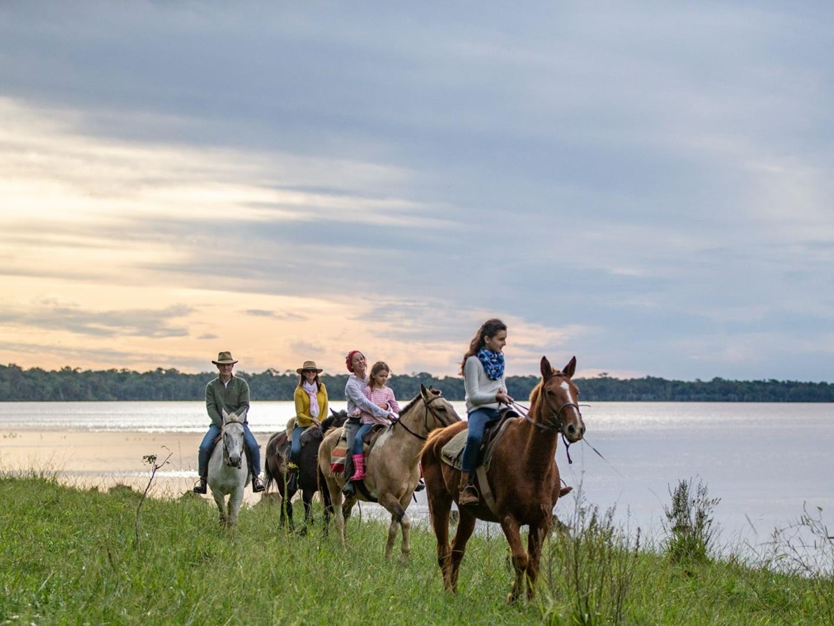 Riding on the grounds of Puerto Valle Hotel de Esteros in the Ibera Wetlands in Argentina