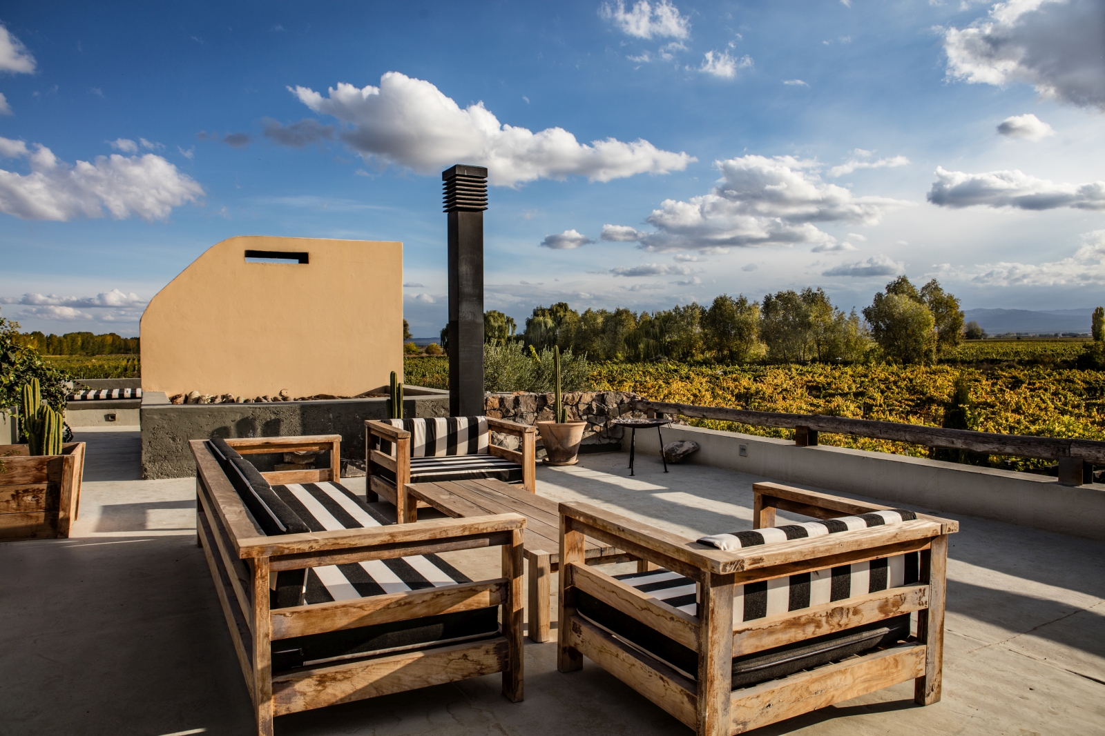 Terrace at Cavas Wine Lodge in Argentina