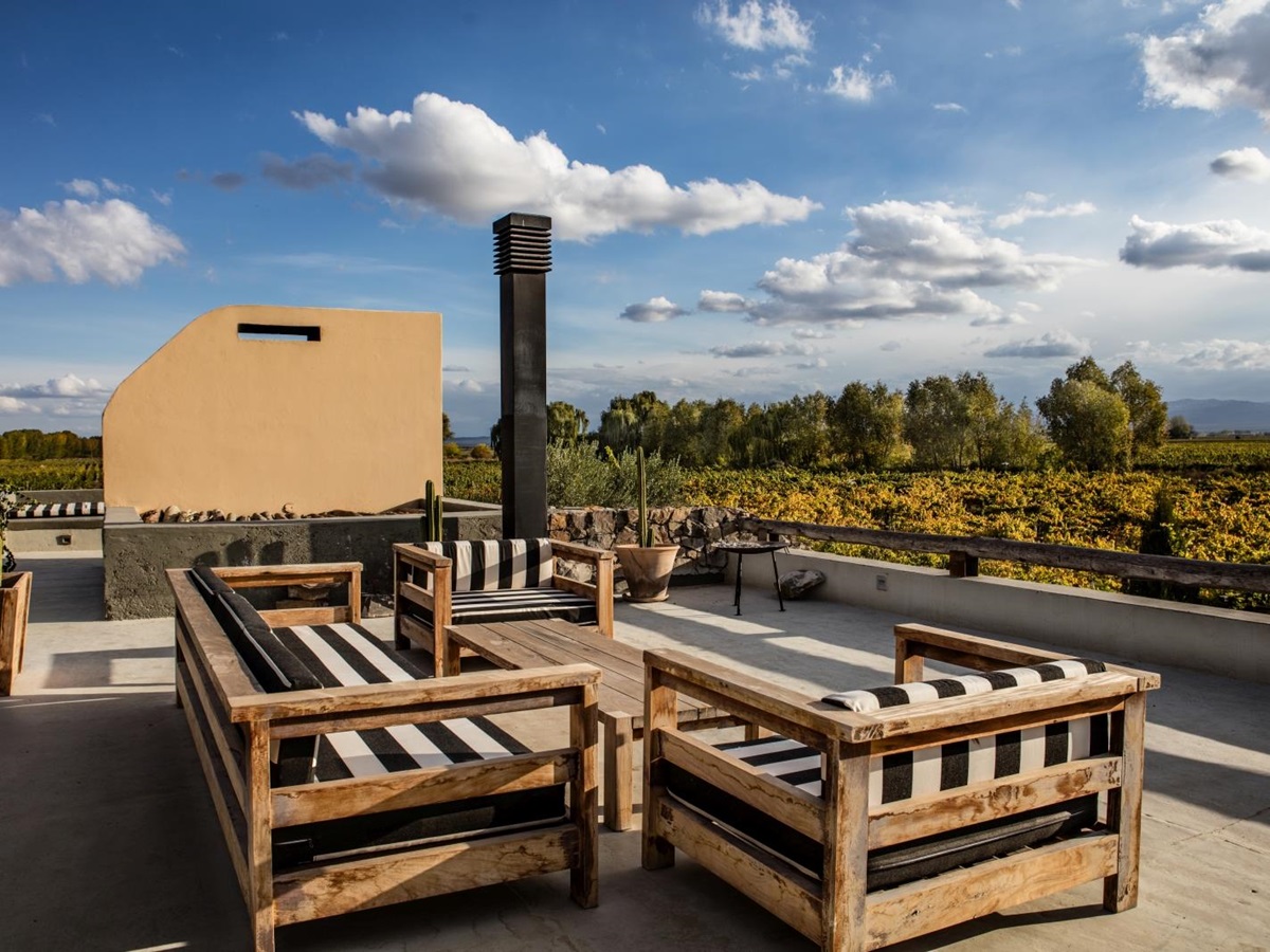 Terrace at Cavas Wine Lodge in Argentina