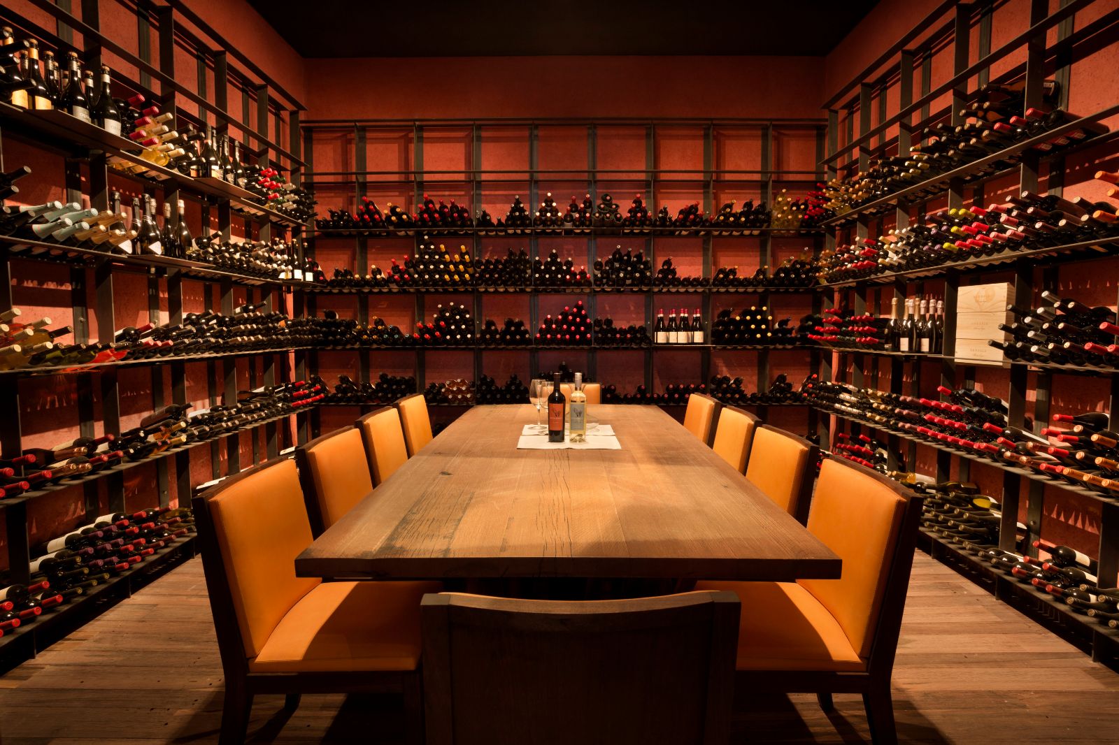 Wine cellar restaurant seating at The Vines Resort & Spa in Argentina's Uco Valley