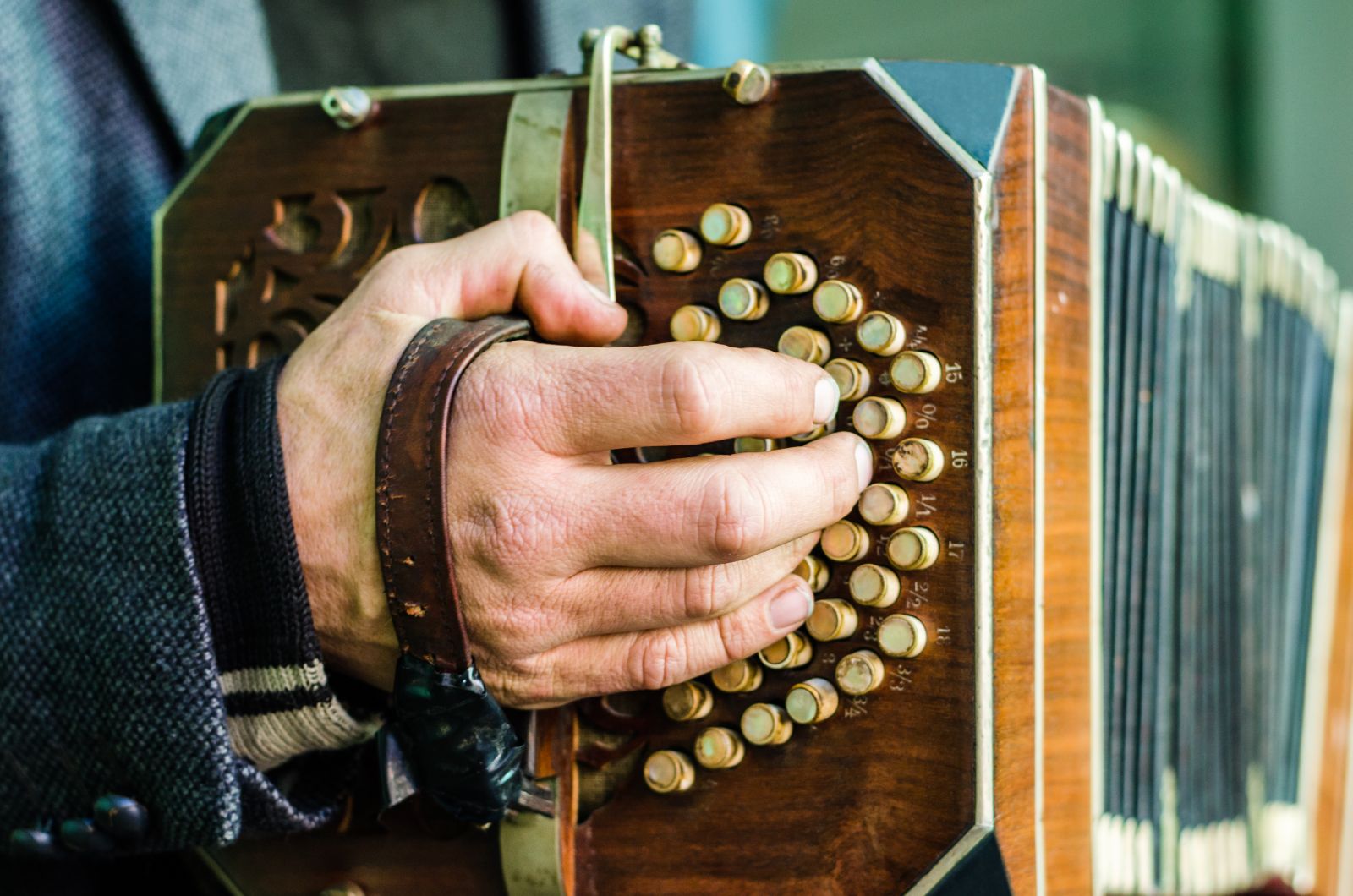 Argentinian musician playing the traditional bandoneon