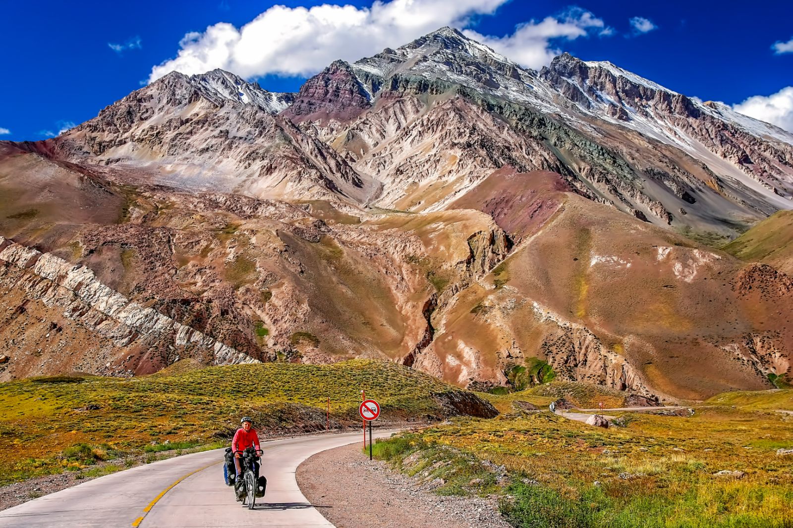 Man cycling in the Mendoza region, Argentina