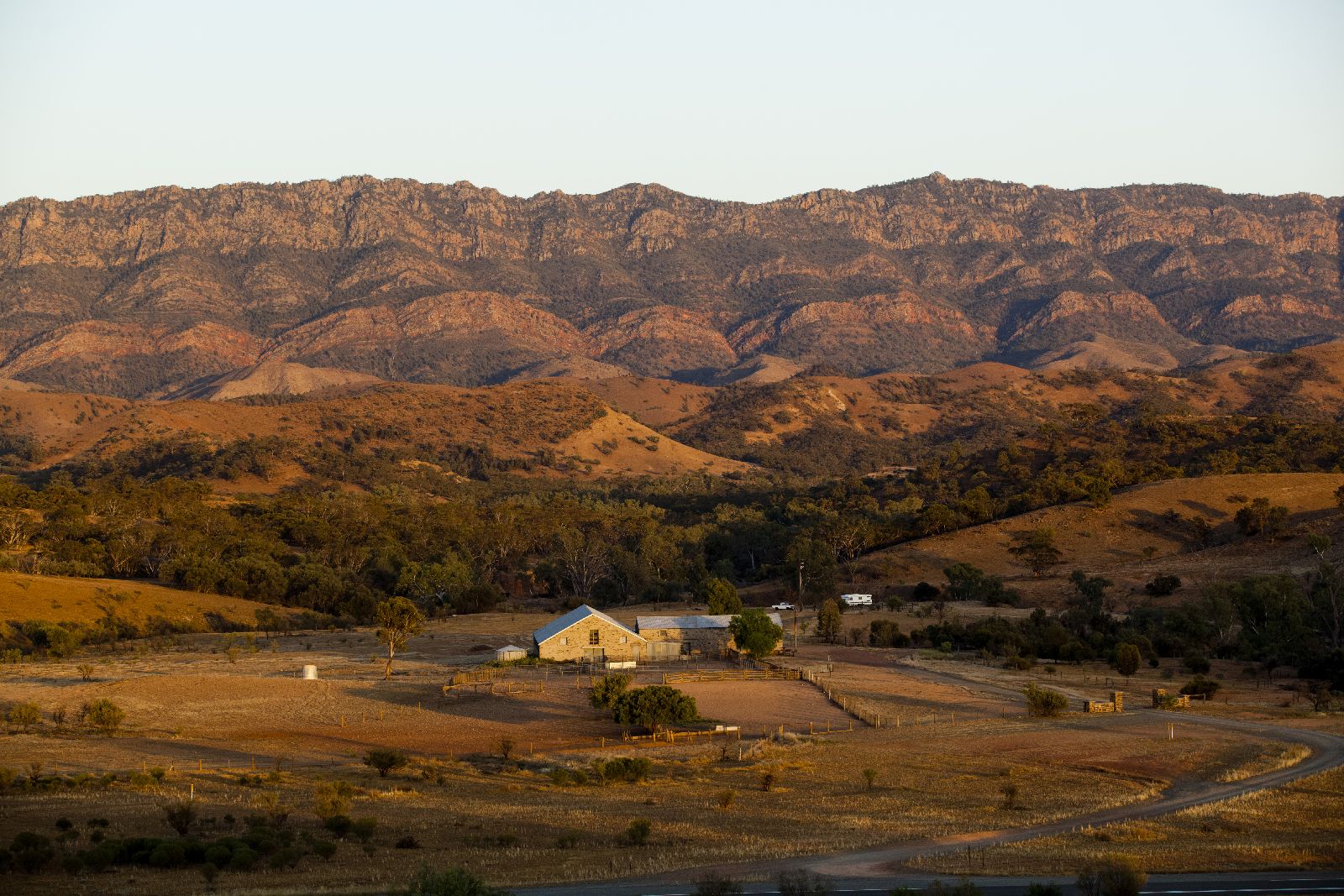 A distant view of the remote Arkaba Homestead in South Australia