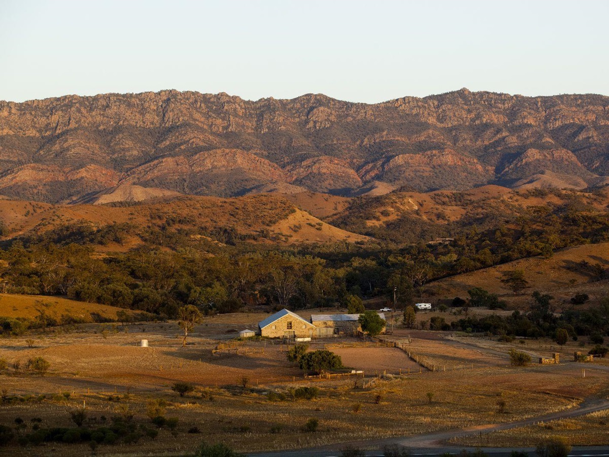A distant view of the remote Arkaba Homestead in South Australia