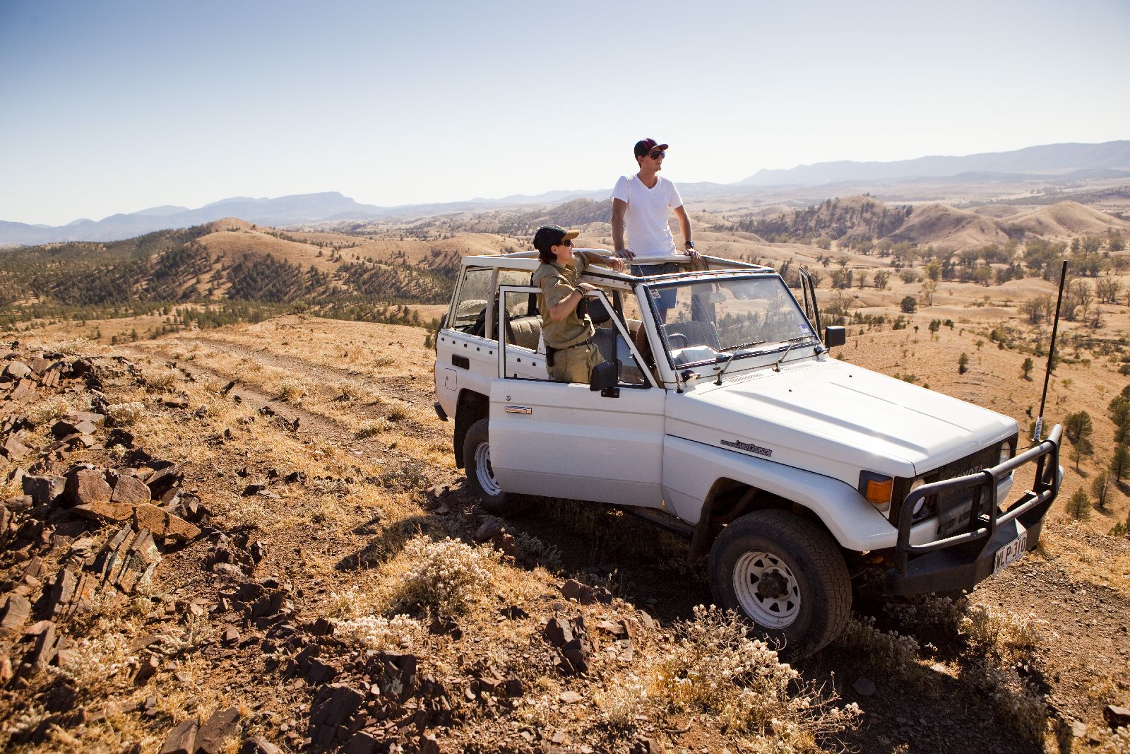 Guests enjoying a safari drive from the Arkaba Homestead in Australia