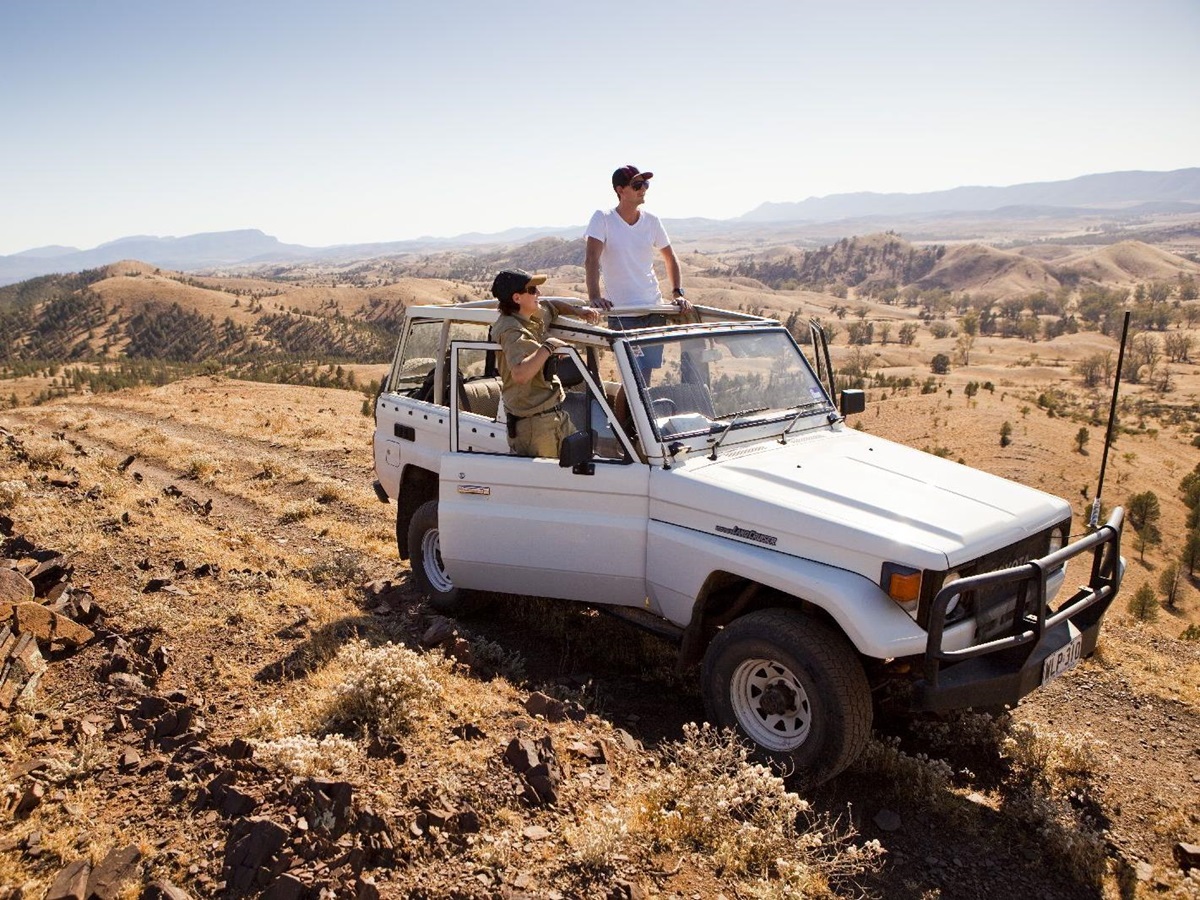 Guests enjoying a safari drive from the Arkaba Homestead in Australia