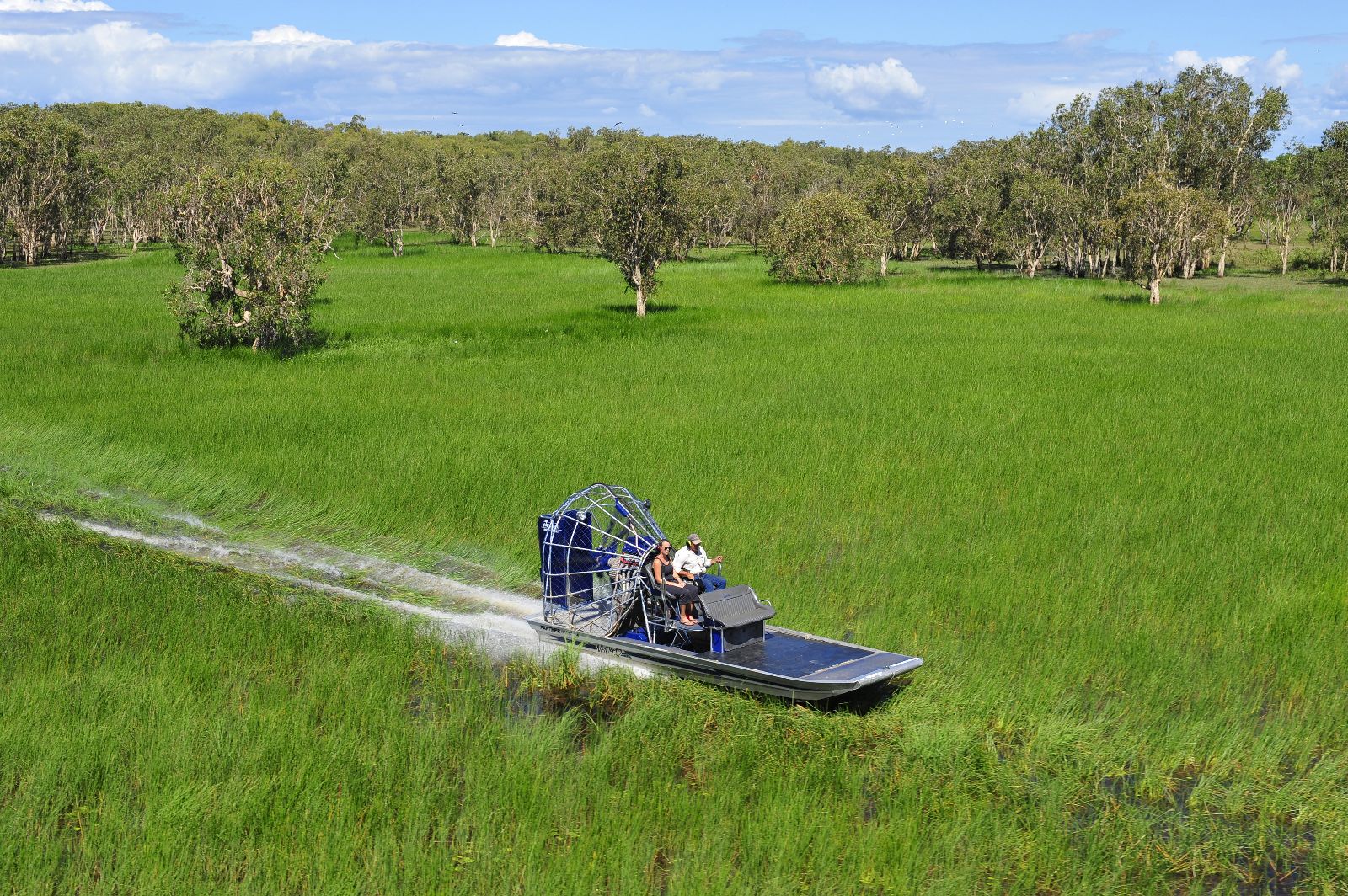 A hoverboat ride over the plains from Bamurru Plains in Northern Australia