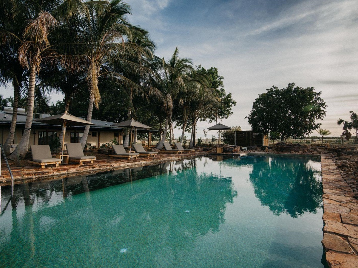 Outdoor swimming pool at Bullo River Station Northern Territory Australia