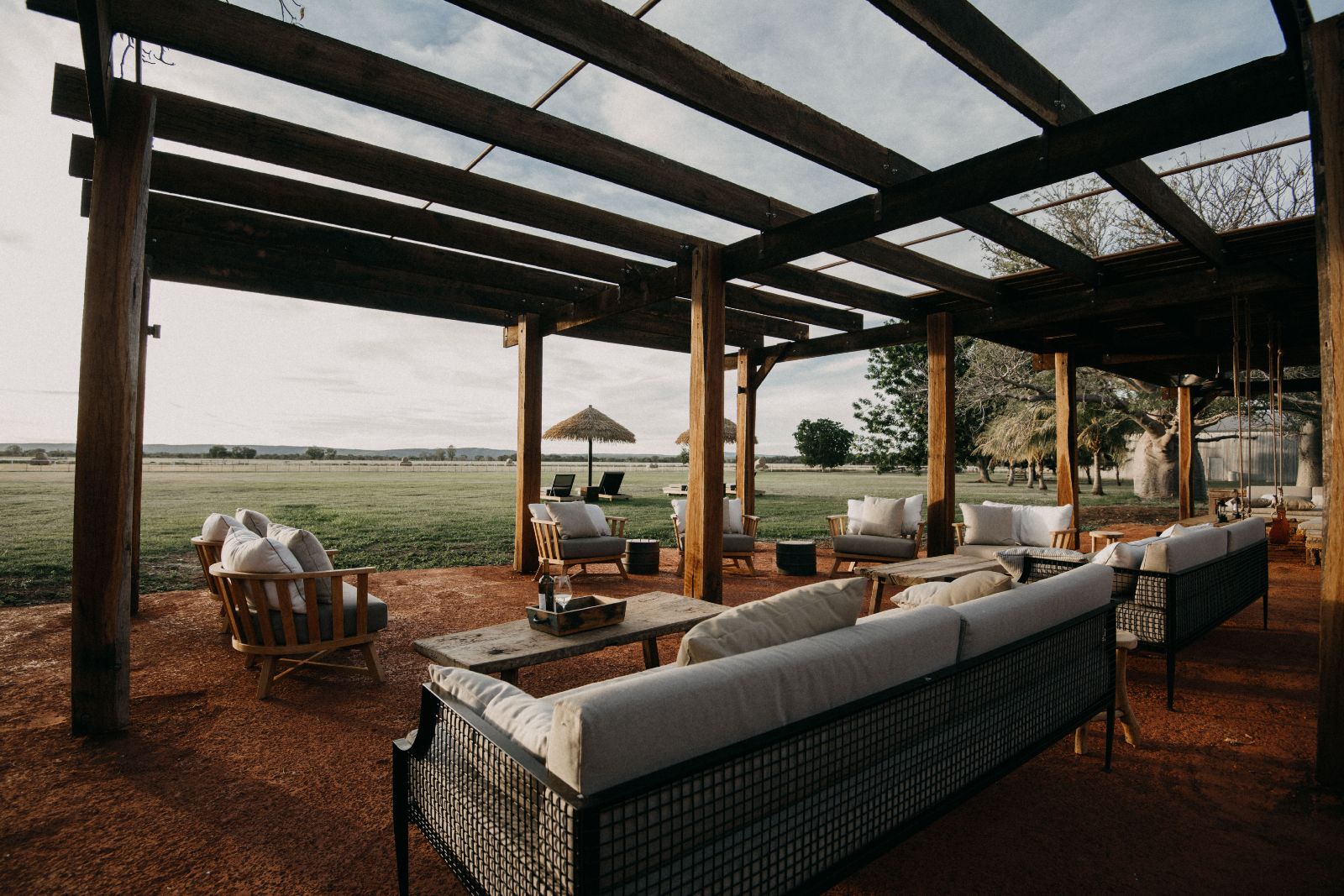 Outdoor terrace at Bullo River Station Northern Territory Australia