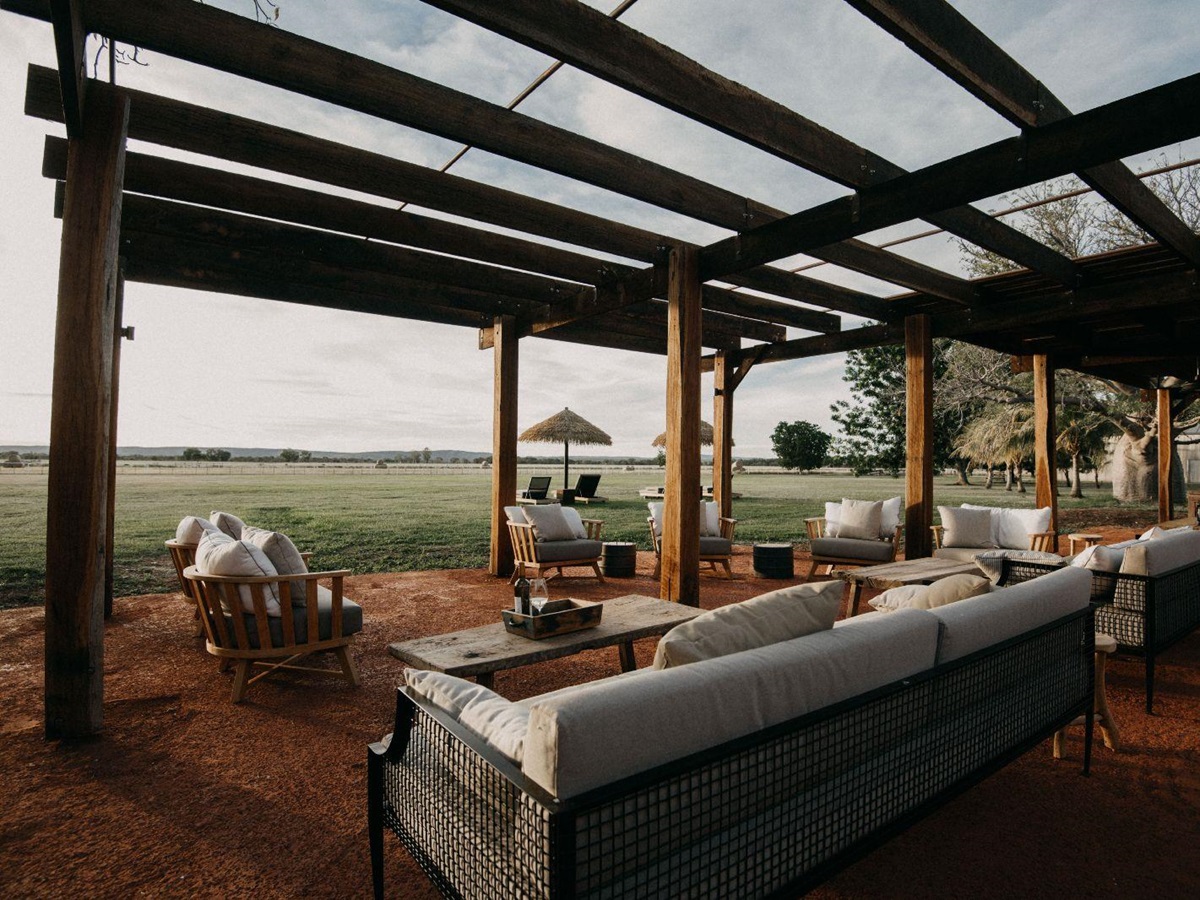 Outdoor terrace at Bullo River Station Northern Territory Australia