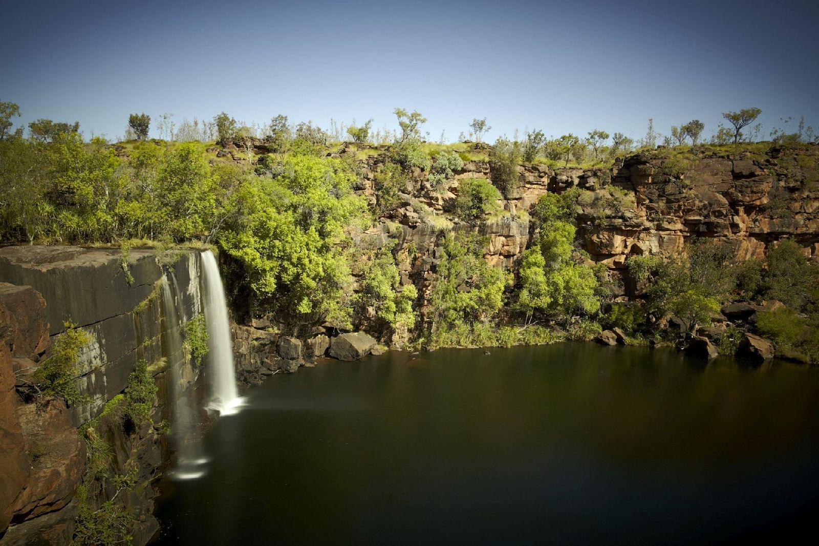 Pristine waterfall near the Bullo River Station Northern Territory Australia